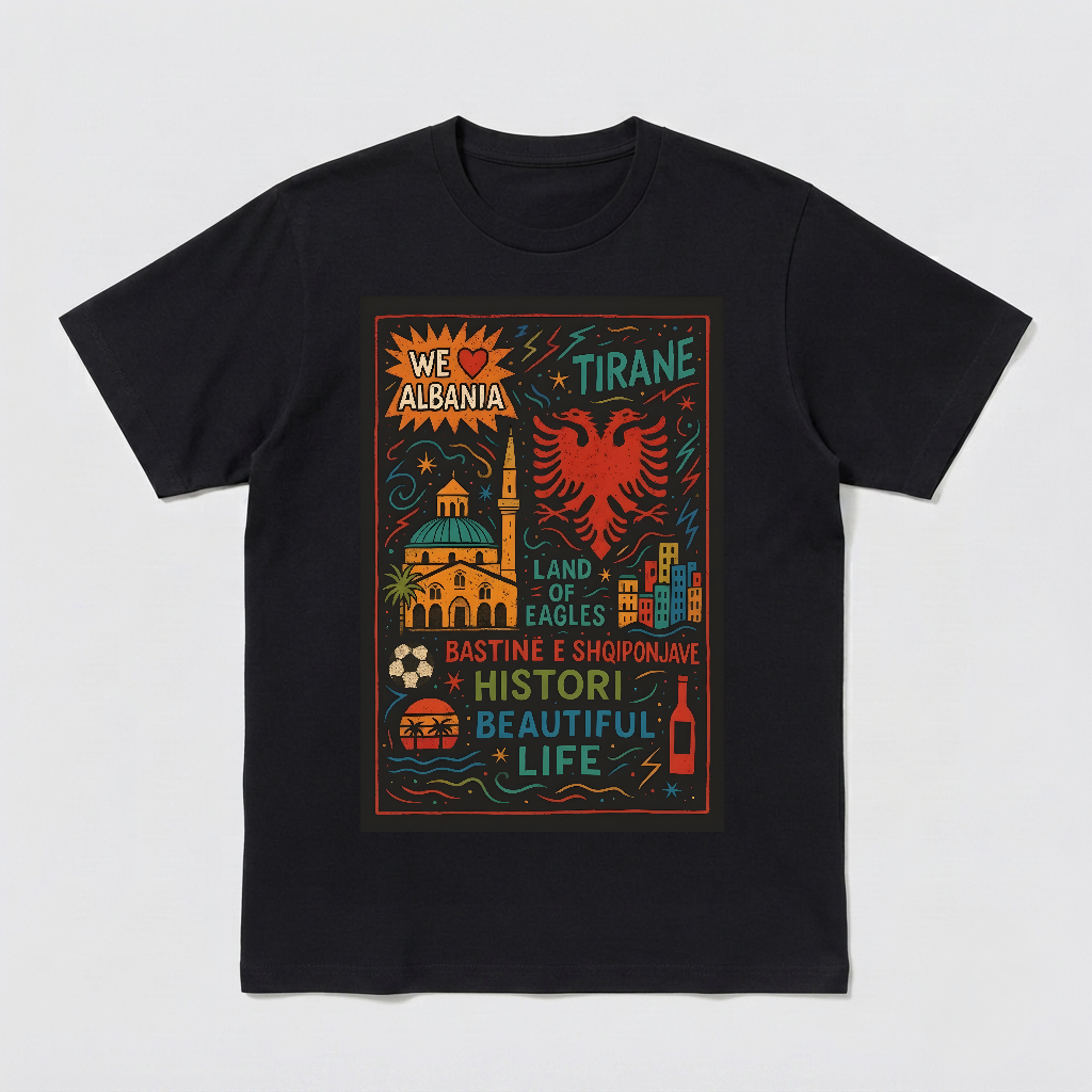 Albania Tirane Travel Vintage Graphic Tourist Shirt - HQ