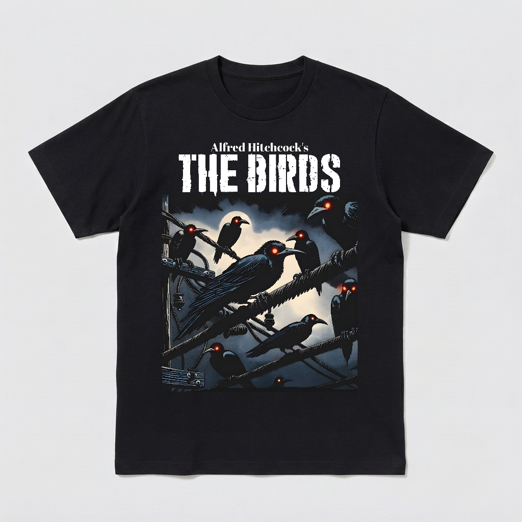 The Birds T Shirt - 60's Alfred Hitchcock Horror Classic Graphic Art Tee - New-TH82090
