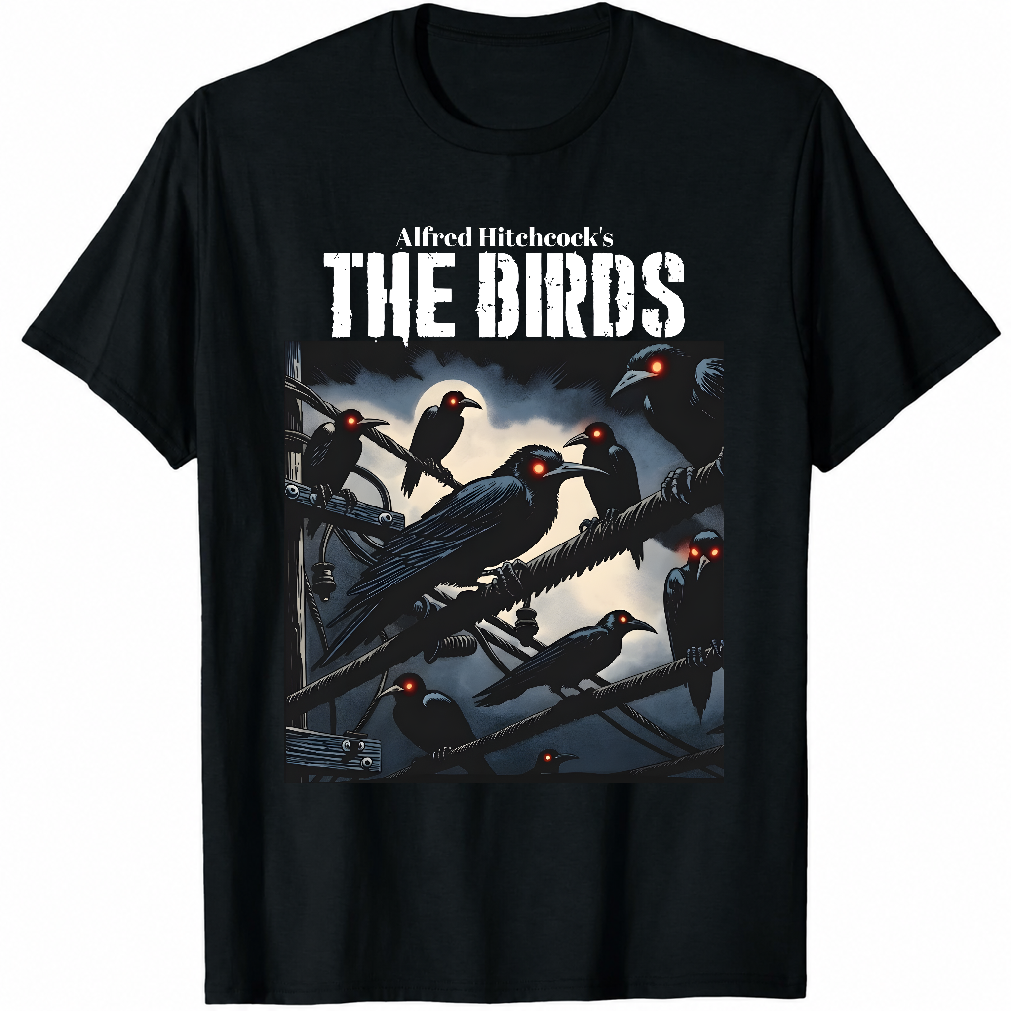 The Birds T Shirt - 60's Alfred Hitchcock Horror Classic Graphic Art Tee - New-TH82090