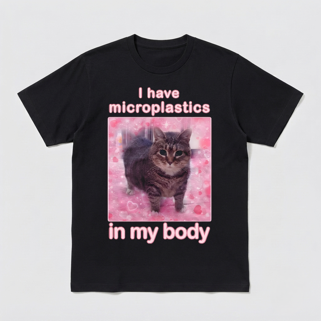 I Have Microplastics in my Body Funny Cat Meme T-shirt, Gift for Woman, Ironic Cats Shirt, Goofy Ahh Cat Tee Shirt Gift