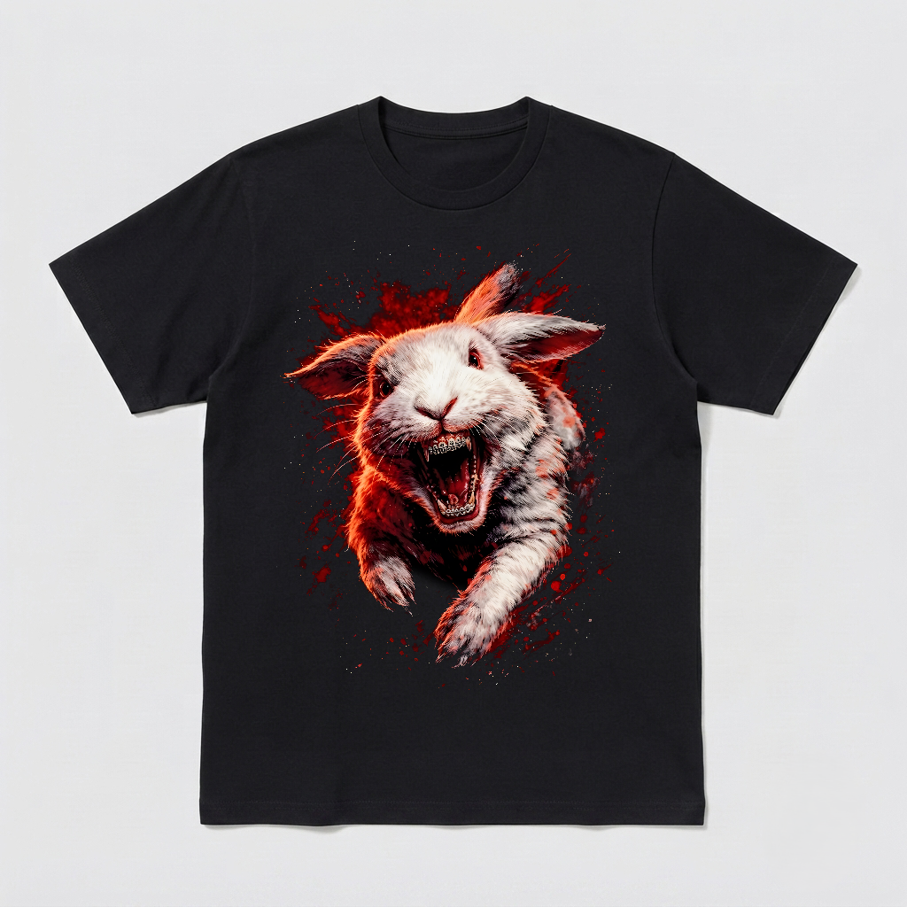 Evil Horror Bunny Fangs Vampire Rabbit Unisex Black Shirt