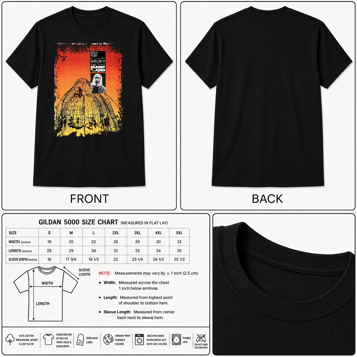 Planet of The Apes (1968) - Movie Poster inspired Unisex Black Shirt