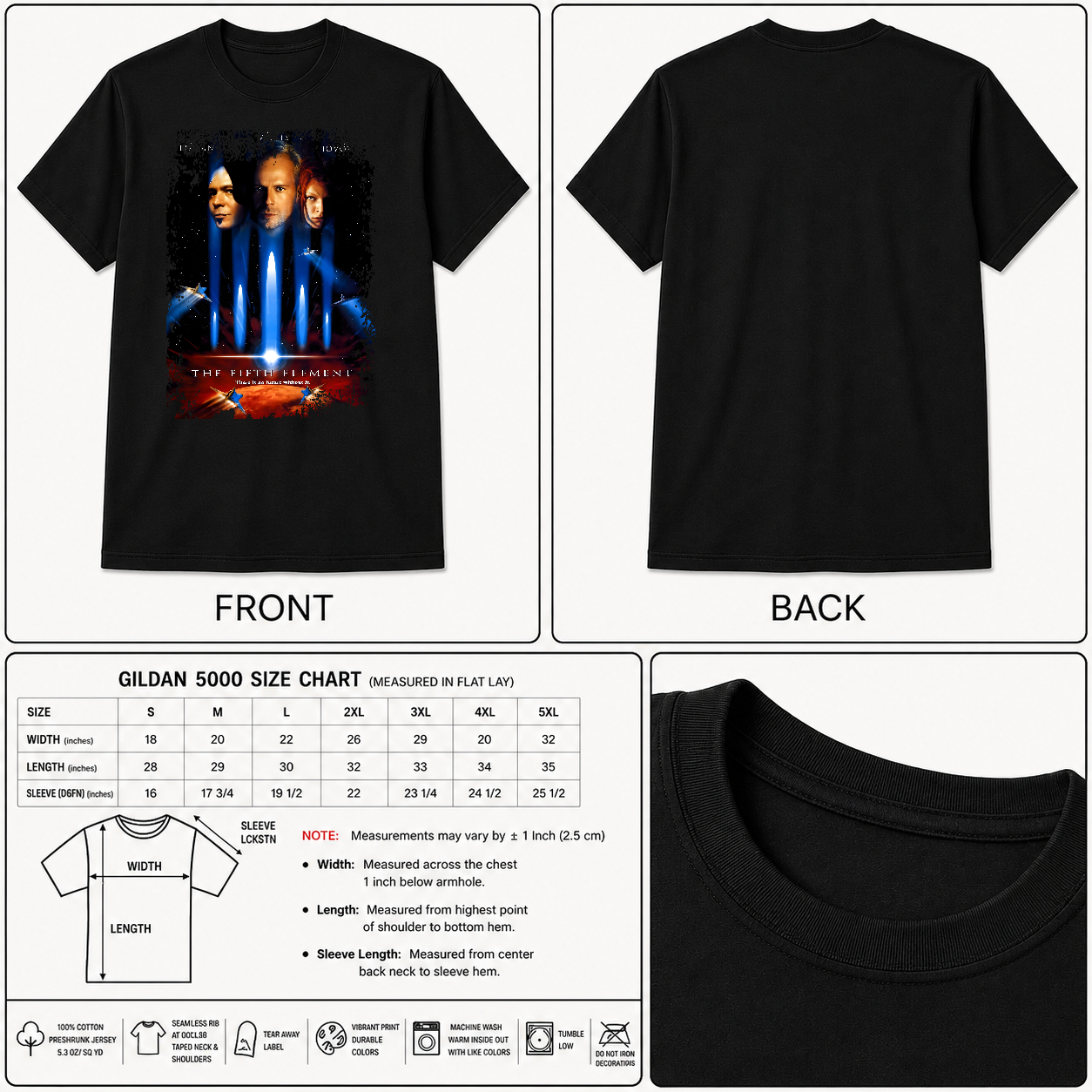 The Fifth Element - Movie Poster Inspired Unisex Black Shirt