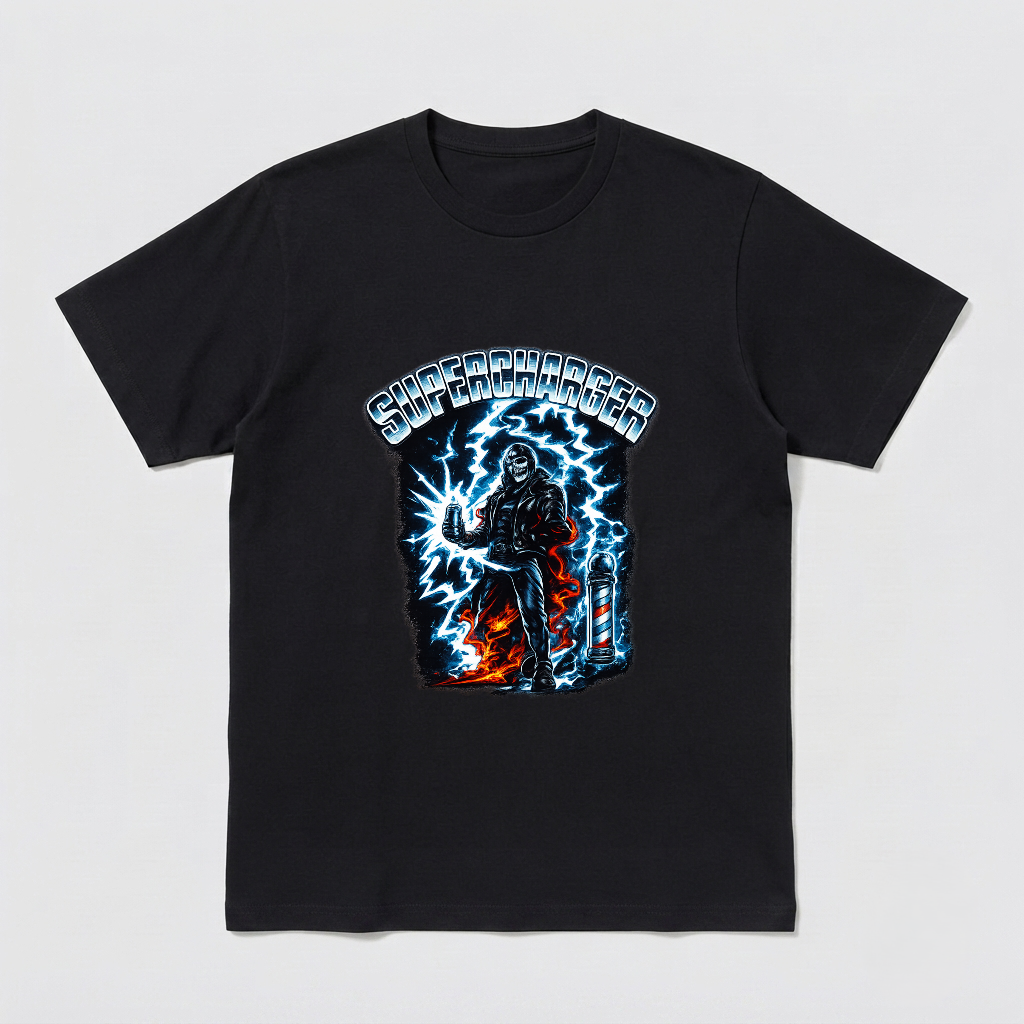 Super Barber Skeleton Hero Hairdresser Lightning Funny Shirt