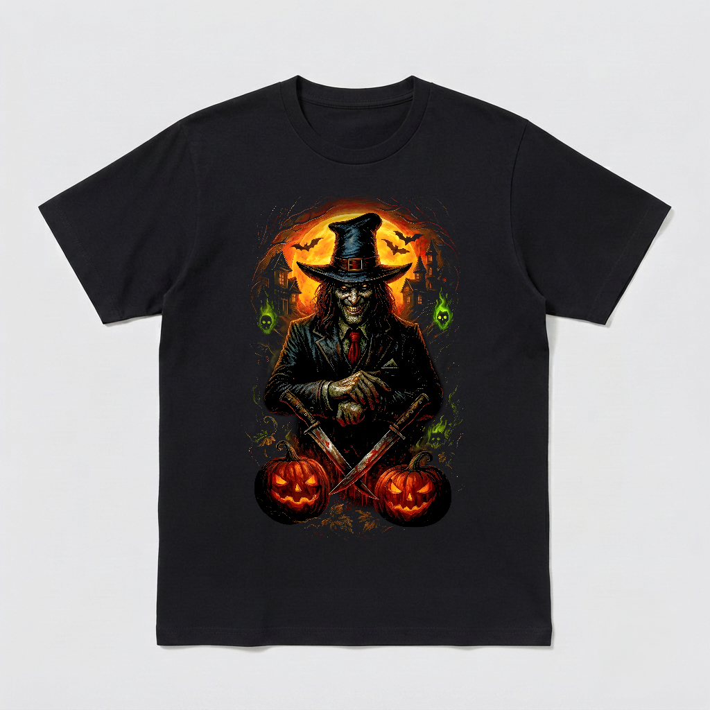 Witch Warlock Halloween Dark Horror Art Unisex Black Shirt