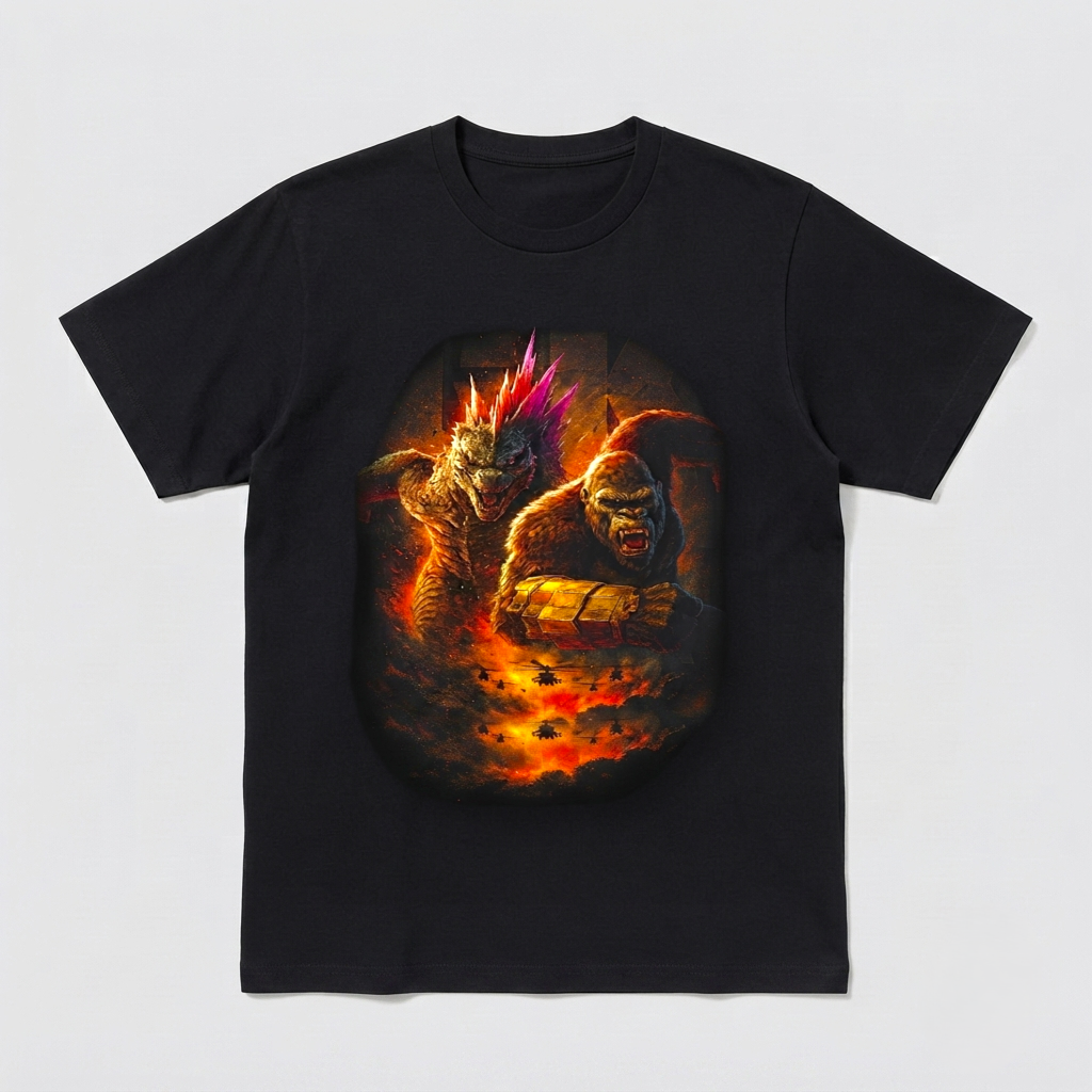 Godzilla x Kong Monster Battle Shirt Kaiju Action Movie Tee