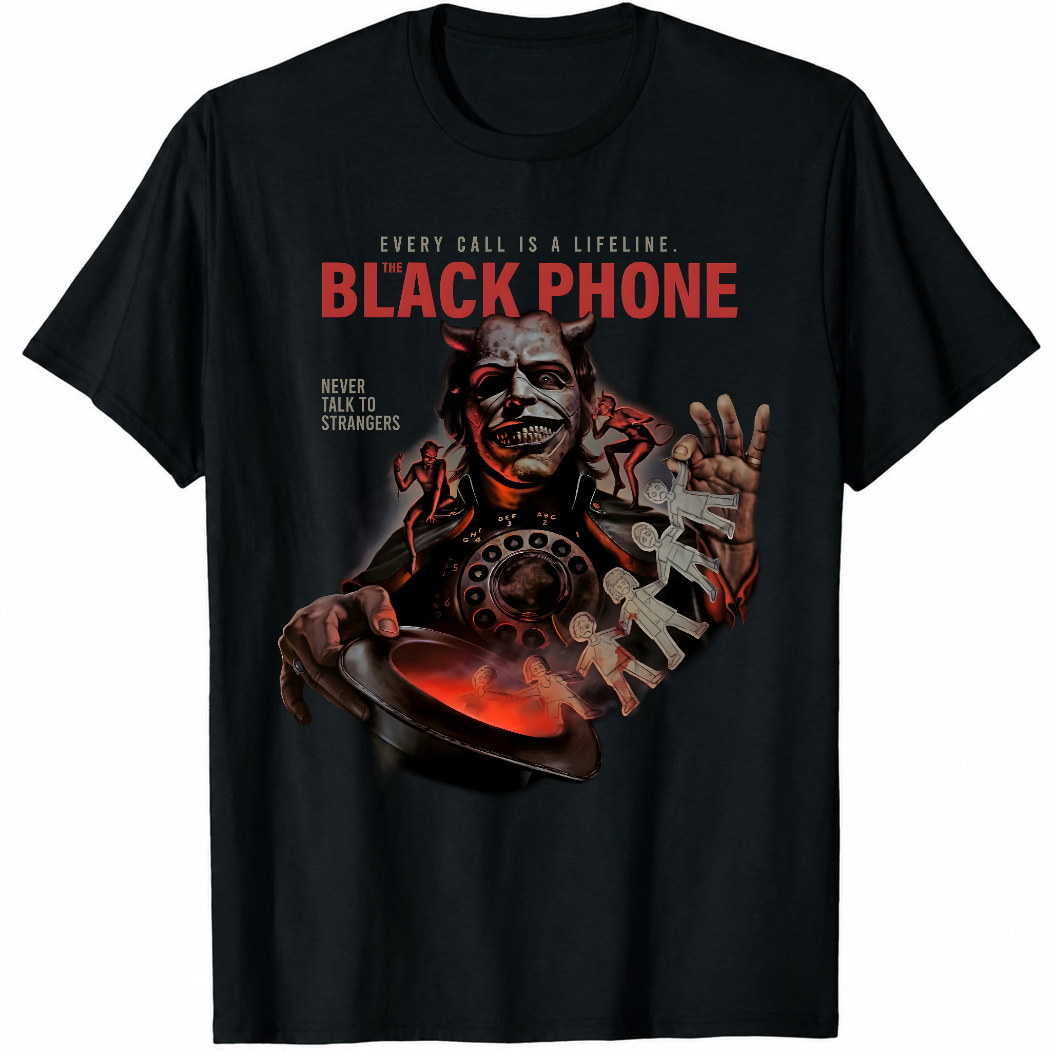 The Black Phone Never Talk To Strangers Horror Movie T-shirt Black S-3XL-TH82010