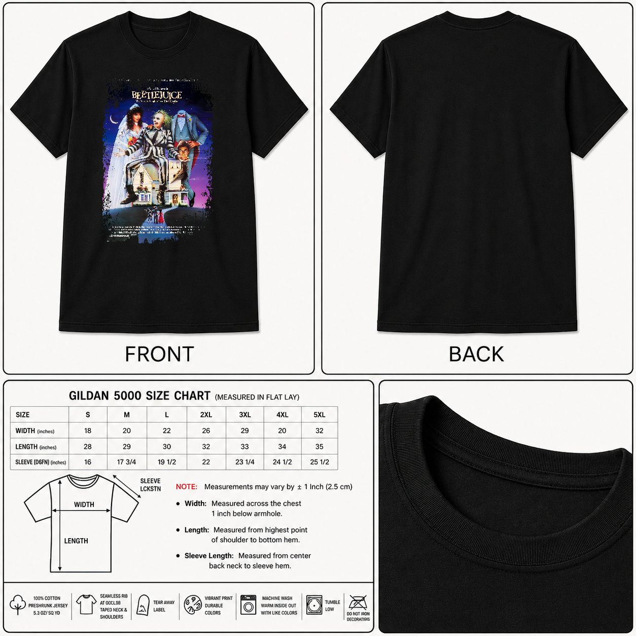 Beetlejuice - Movie Poster Inspired Unisex Black Shirt