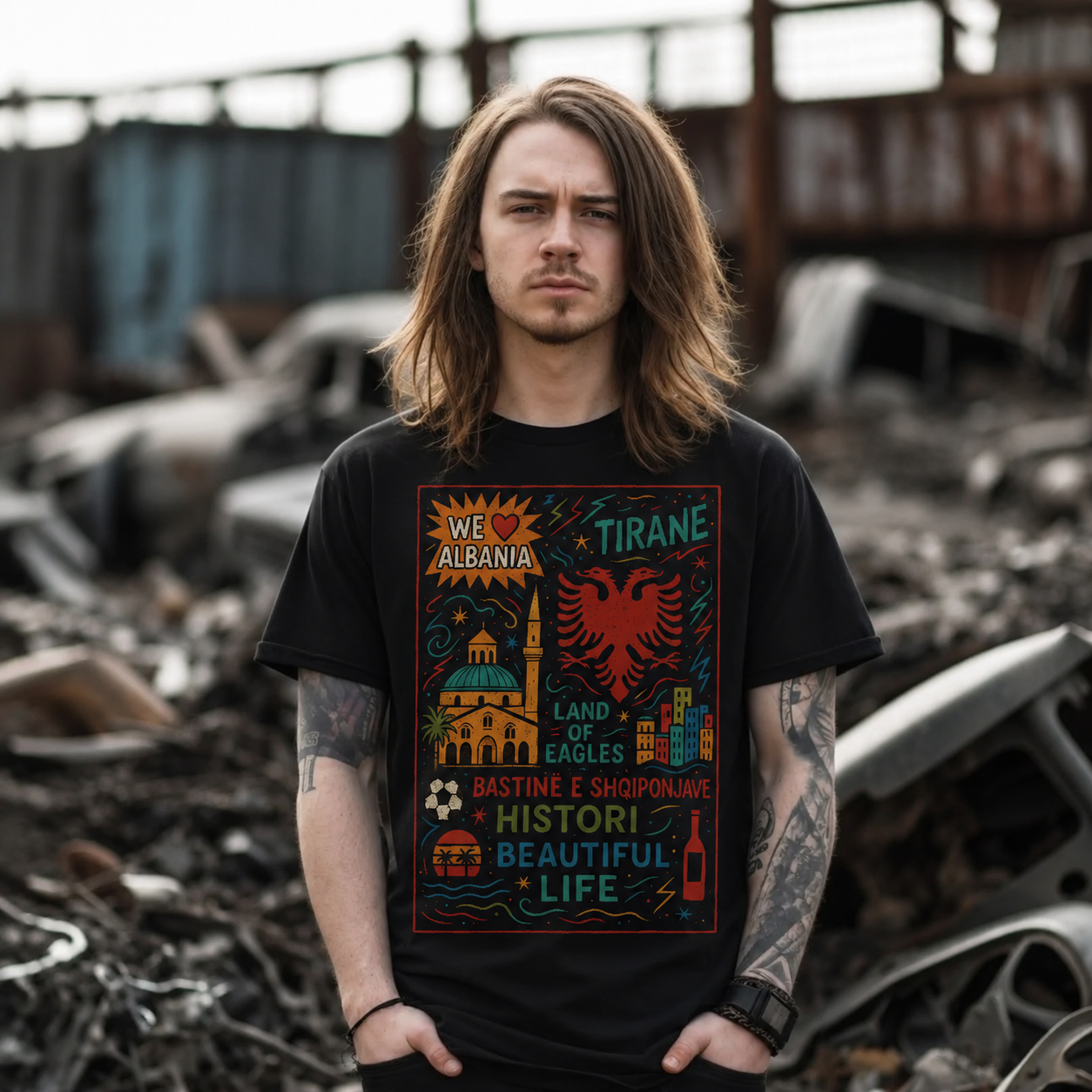 Albania Tirane Travel Vintage Graphic Tourist Shirt - HQ