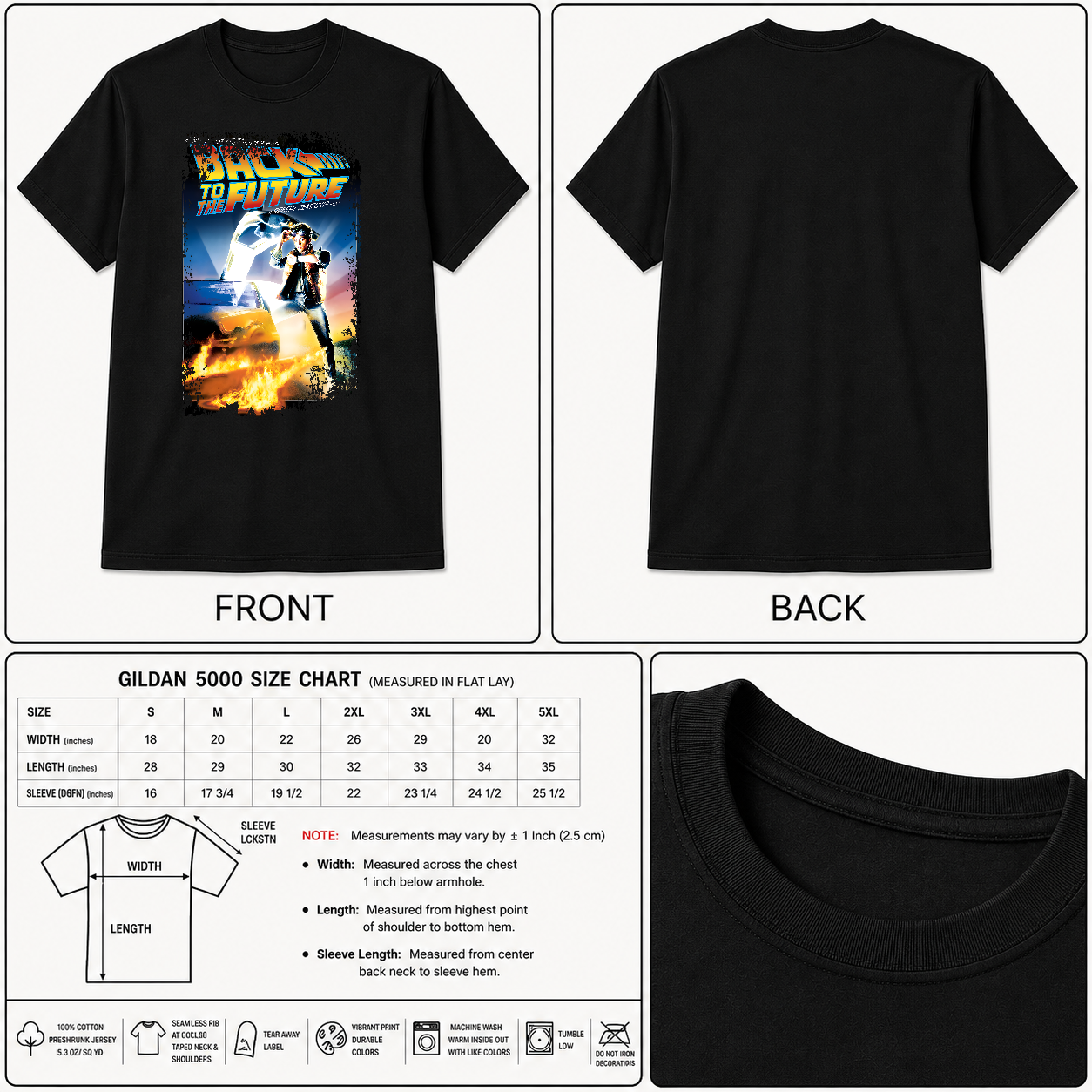Back to the Future - Movie Poster Inspired Unisex Black Shirt