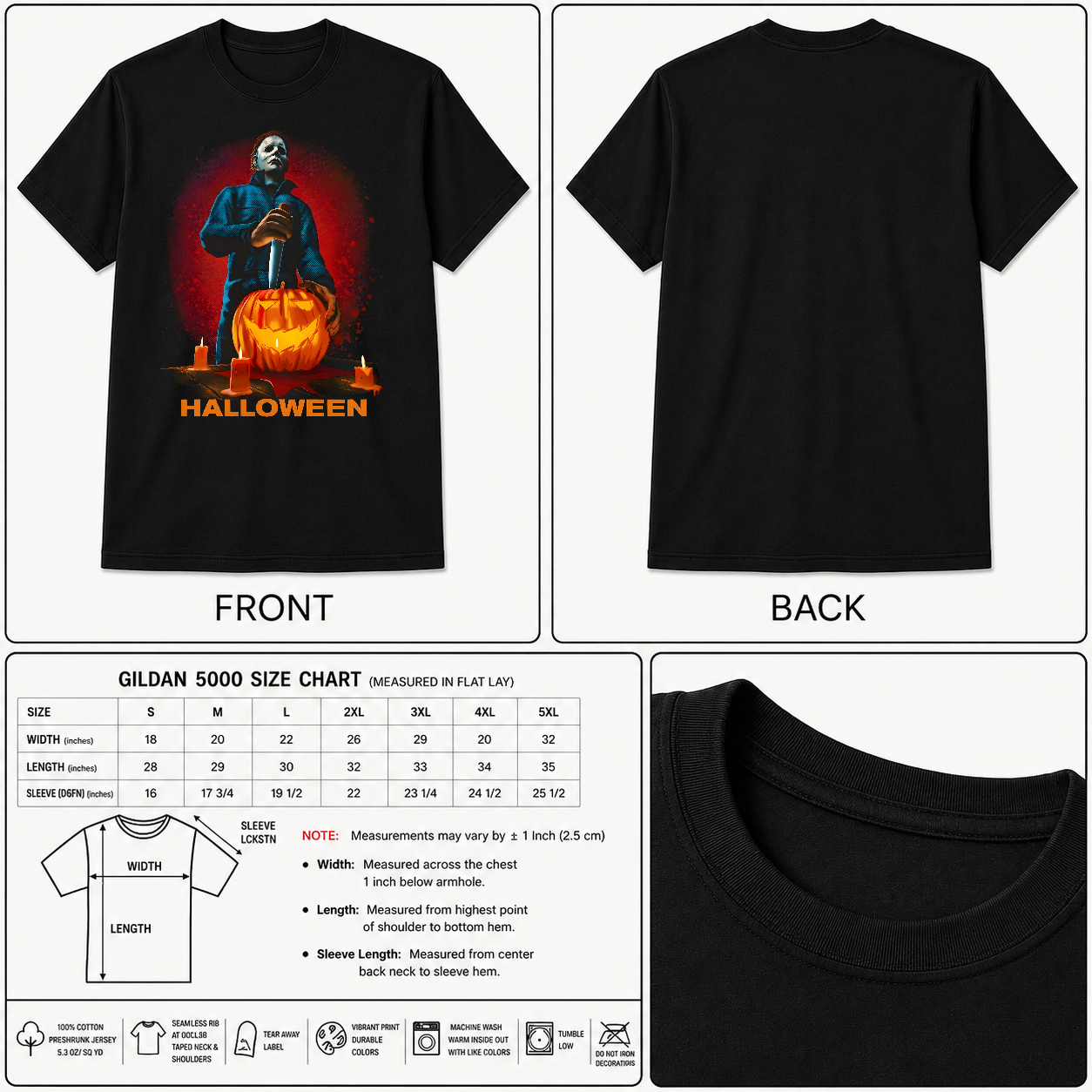 Michael Myers Halloween Horror Movie T-Shirt Black S-3XL-TH81998