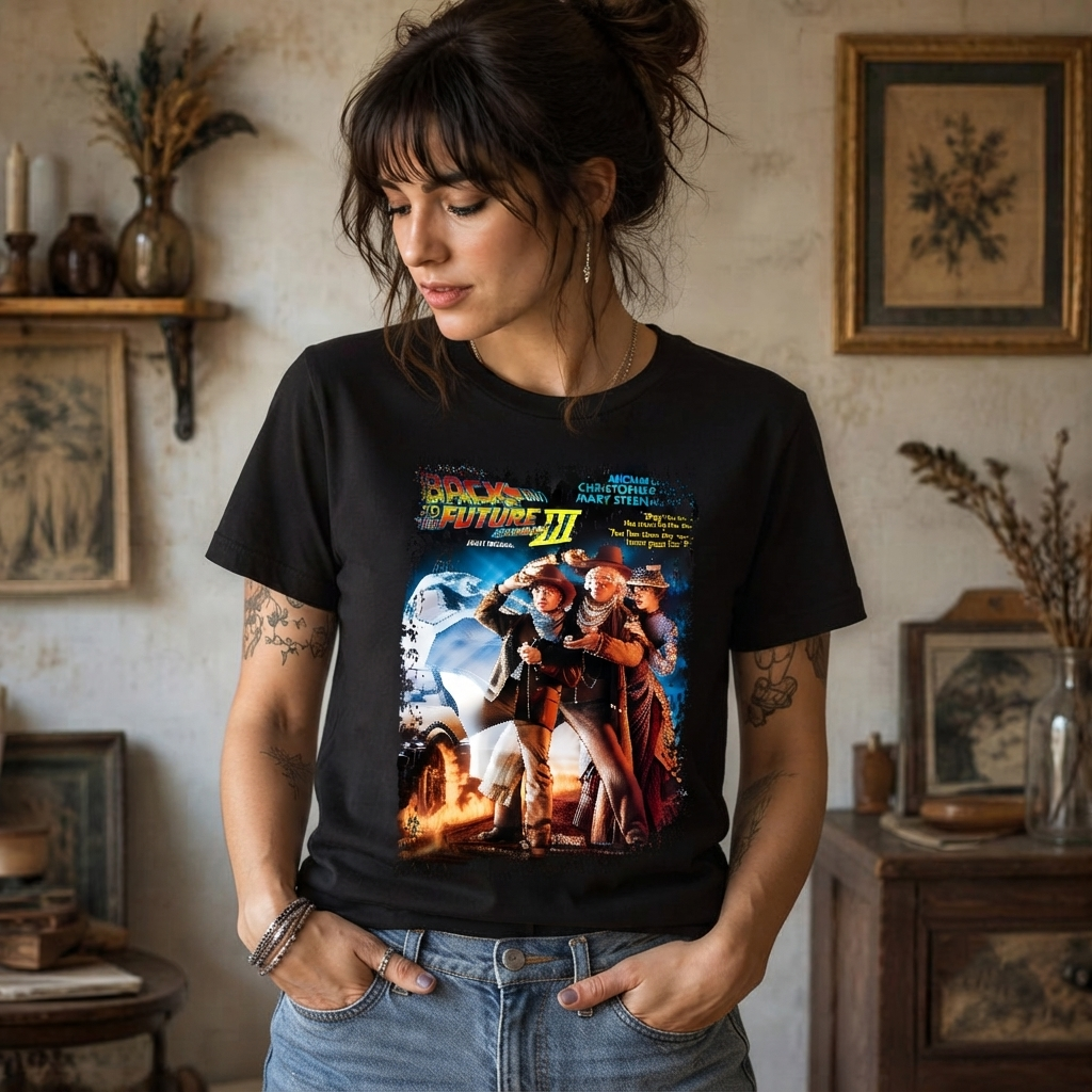 Back To The Future Part III - Movie Poster Inspired Unisex Black Shirt