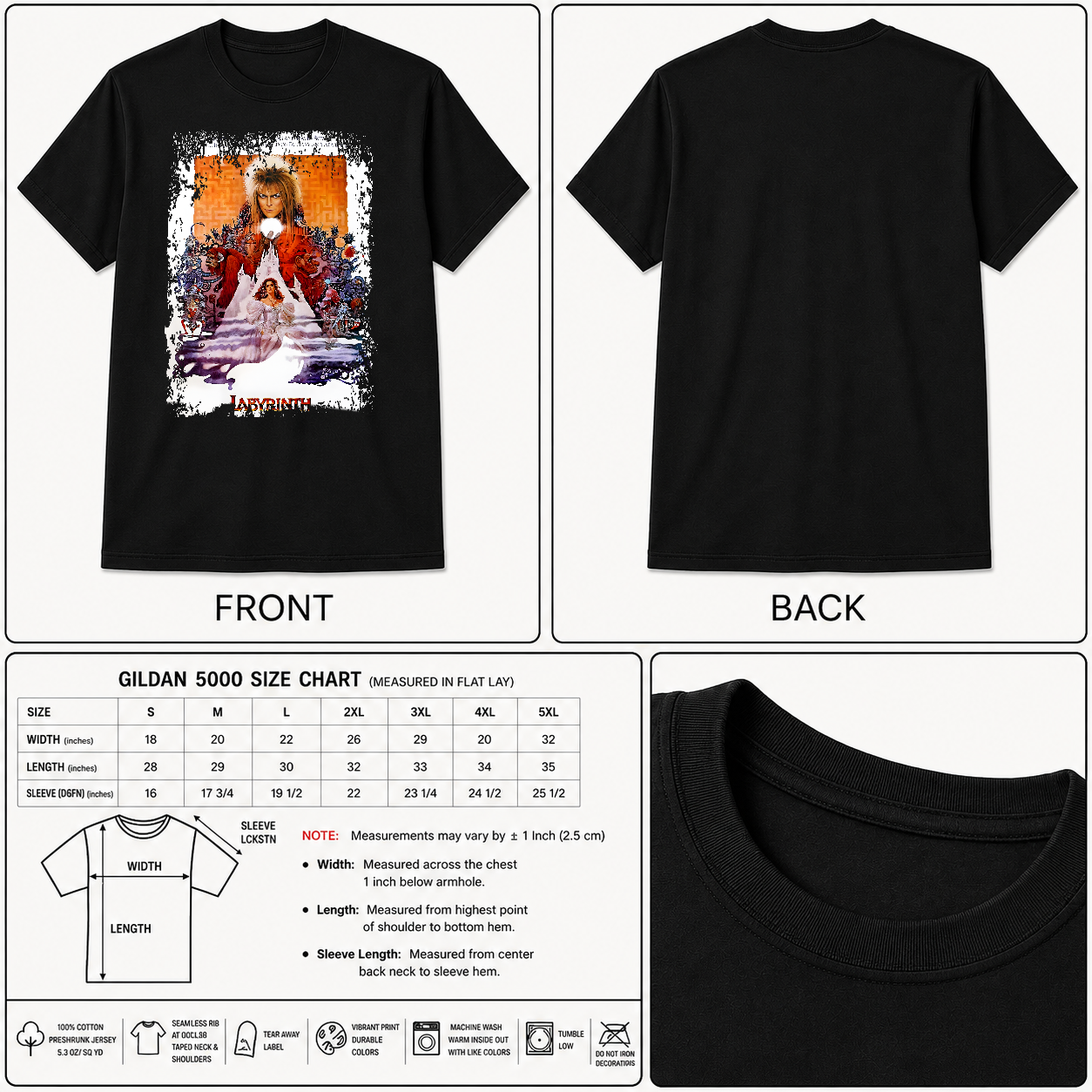 Labyrinth - Movie Poster Inspired Unisex Black T-Shirt - HQ