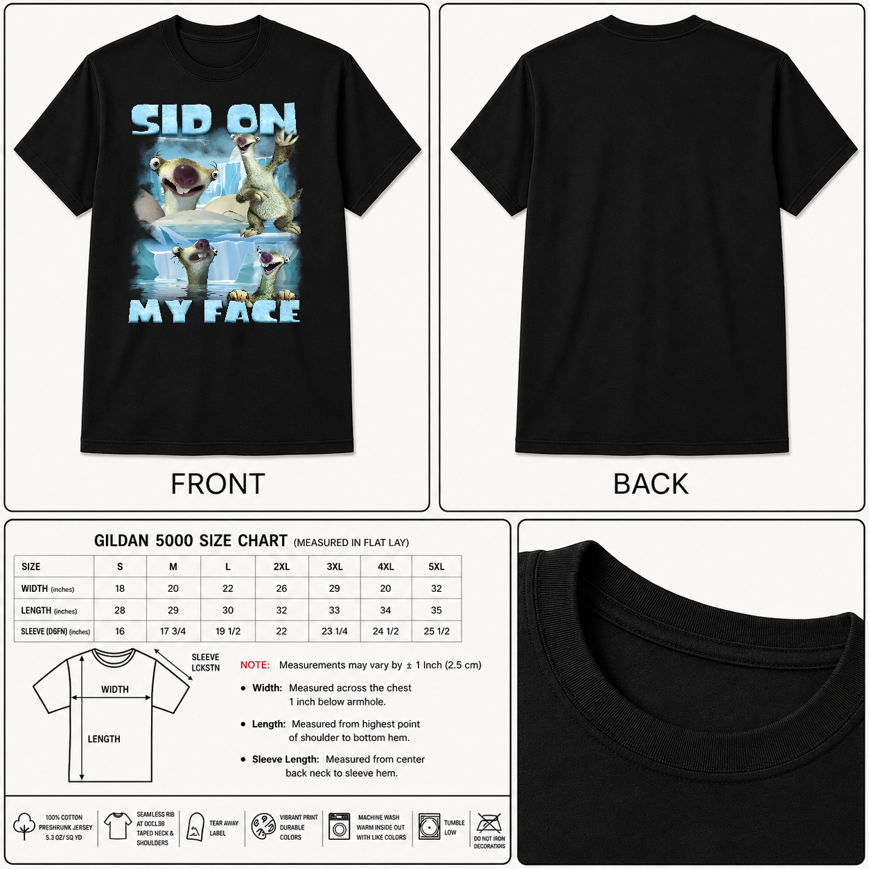 Sid On My Face Meme T-Shirt,Funny Ice Age Shirt,Edgy Meme Graphic Tee,Cursed Meme Shirt,Sarcastic Offensive Humor Shirt,Gen Z Gag Gift
