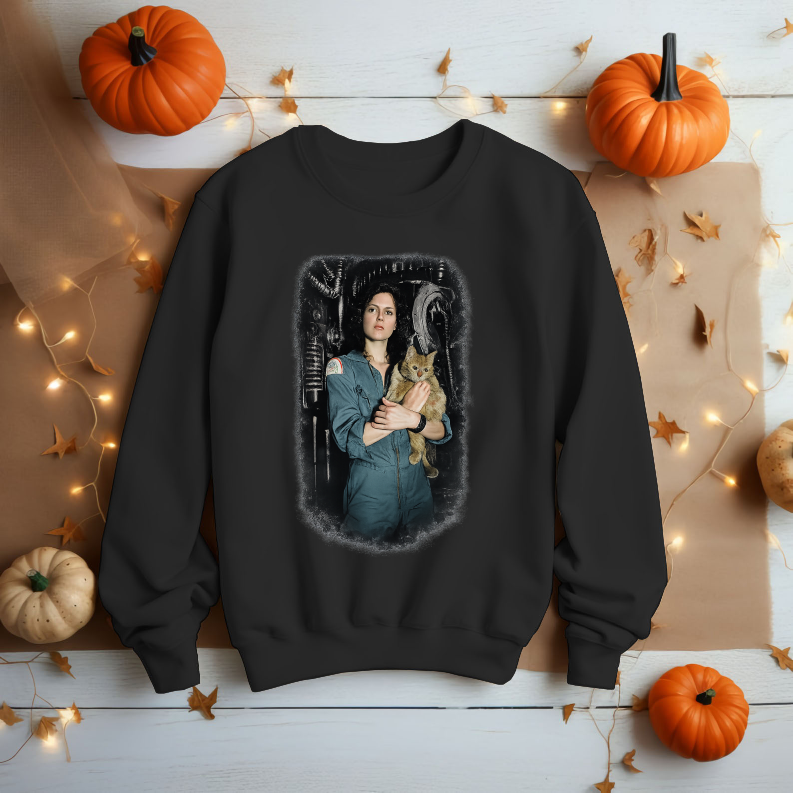 Aliens Shirt Ellen Ripley with Jones Unisex Cat Movie Film Horror Nostromo - HQ