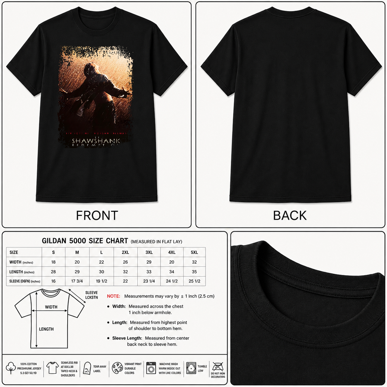 The Shawshank Redemption - Movie Poster Inspired Unisex Black Shirt