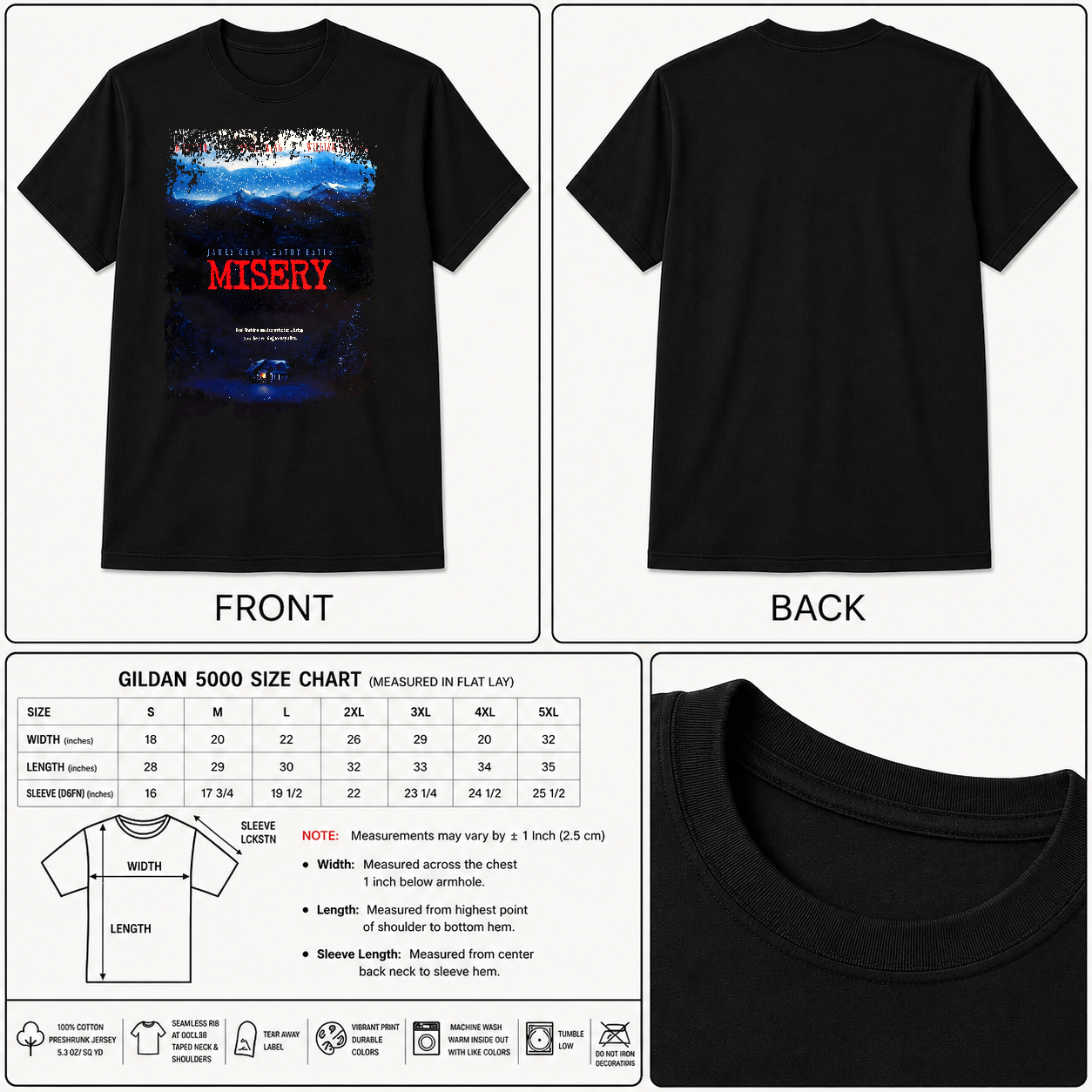 Misery - Movie Poster Inspired Unisex Black Shirt