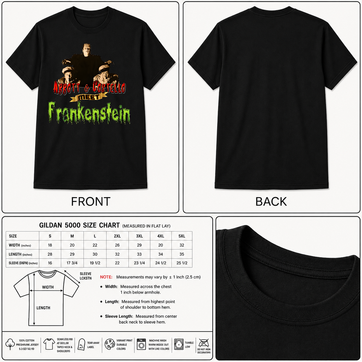 Abbott And Costello Meet Frankenstein Classic Horror Comedy Shirt