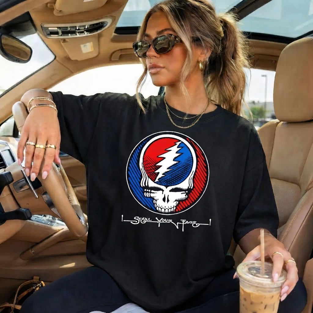 The Grateful Dead Steal Your Face Classic Rock Band T-Shirt Black S-3XL-TH82017