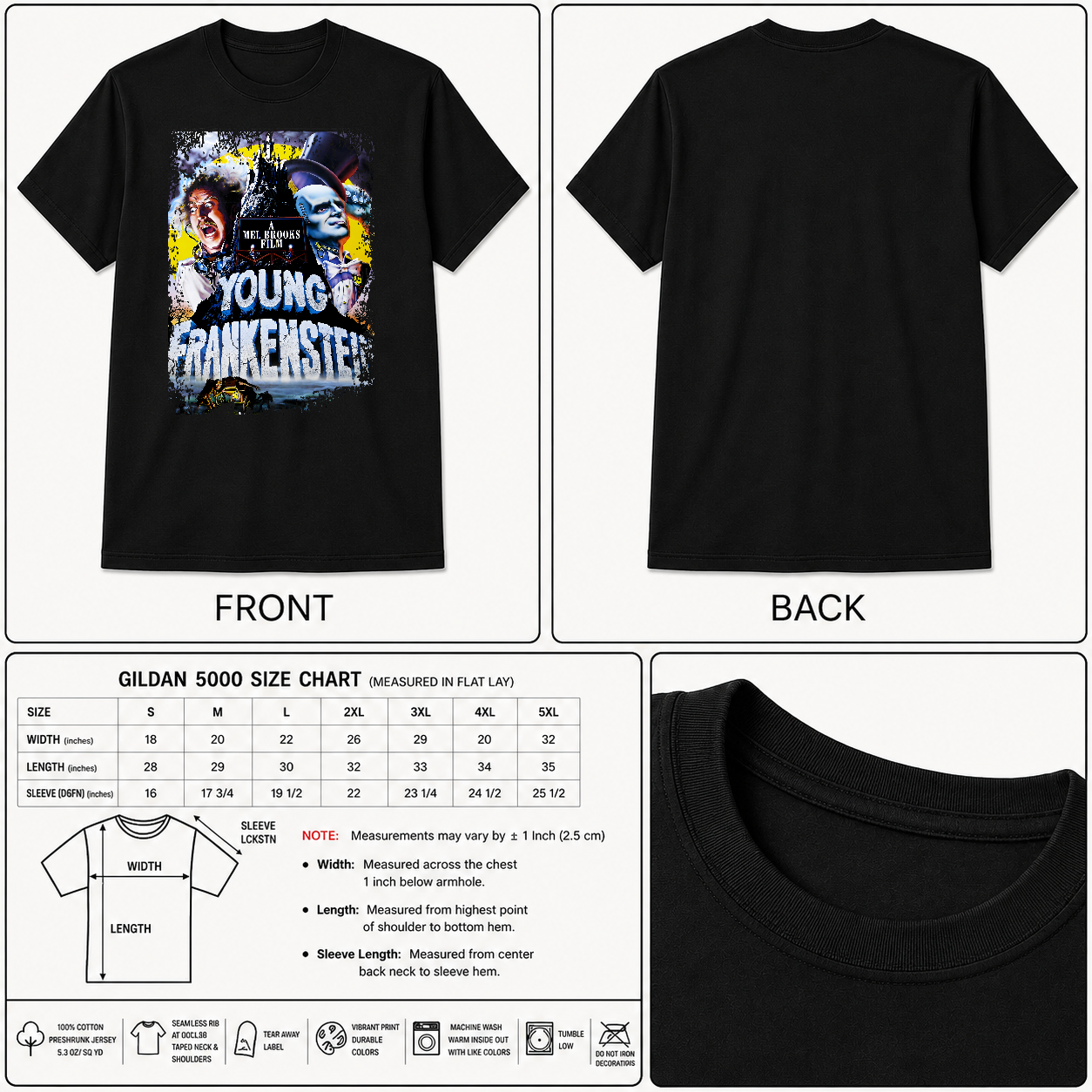 Young Frankenstein - Movie Poster Inspired Unisex Black T-Shirt - HQ