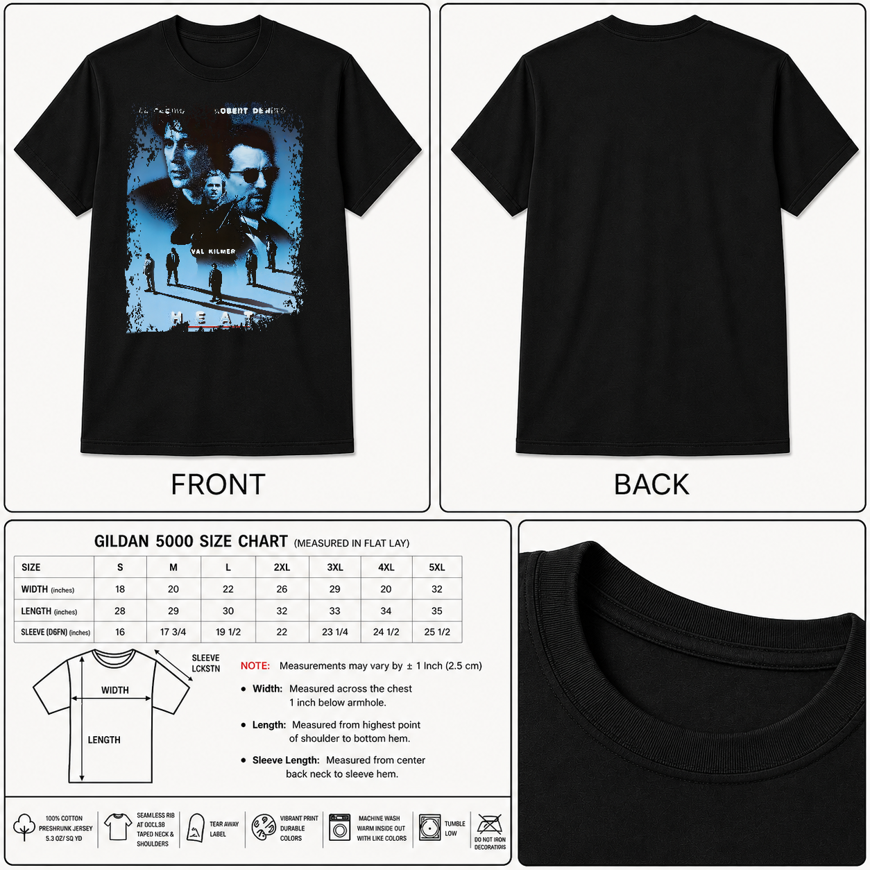 Heat - Movie Poster Inspired Unisex Black T-Shirt - HQ