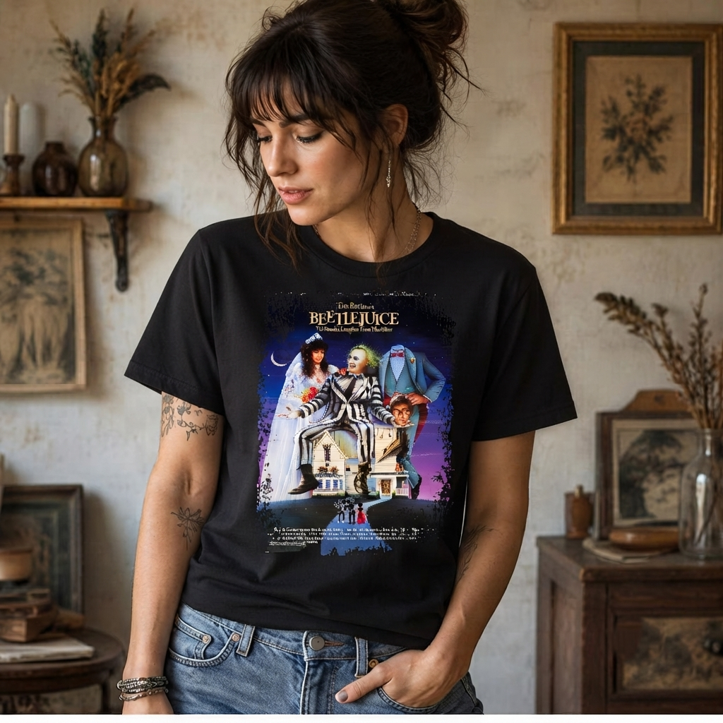 Beetlejuice - Movie Poster Inspired Unisex Black Shirt