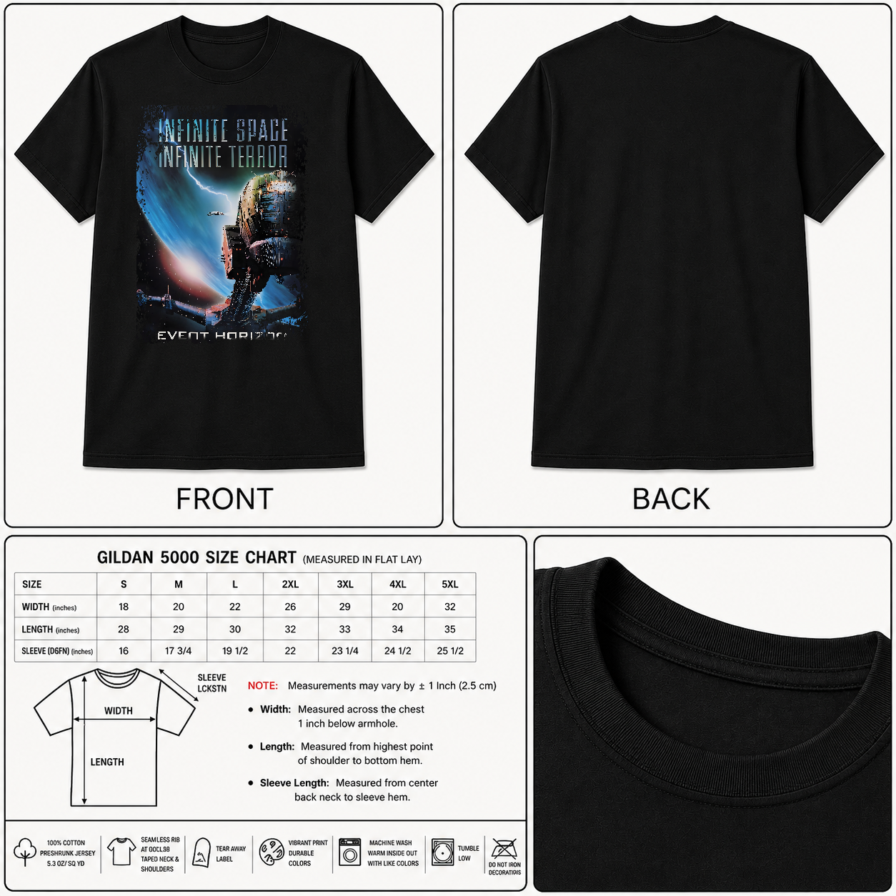 Event Horizon - Movie Poster inspired Unisex Black T-Shirt - HQ