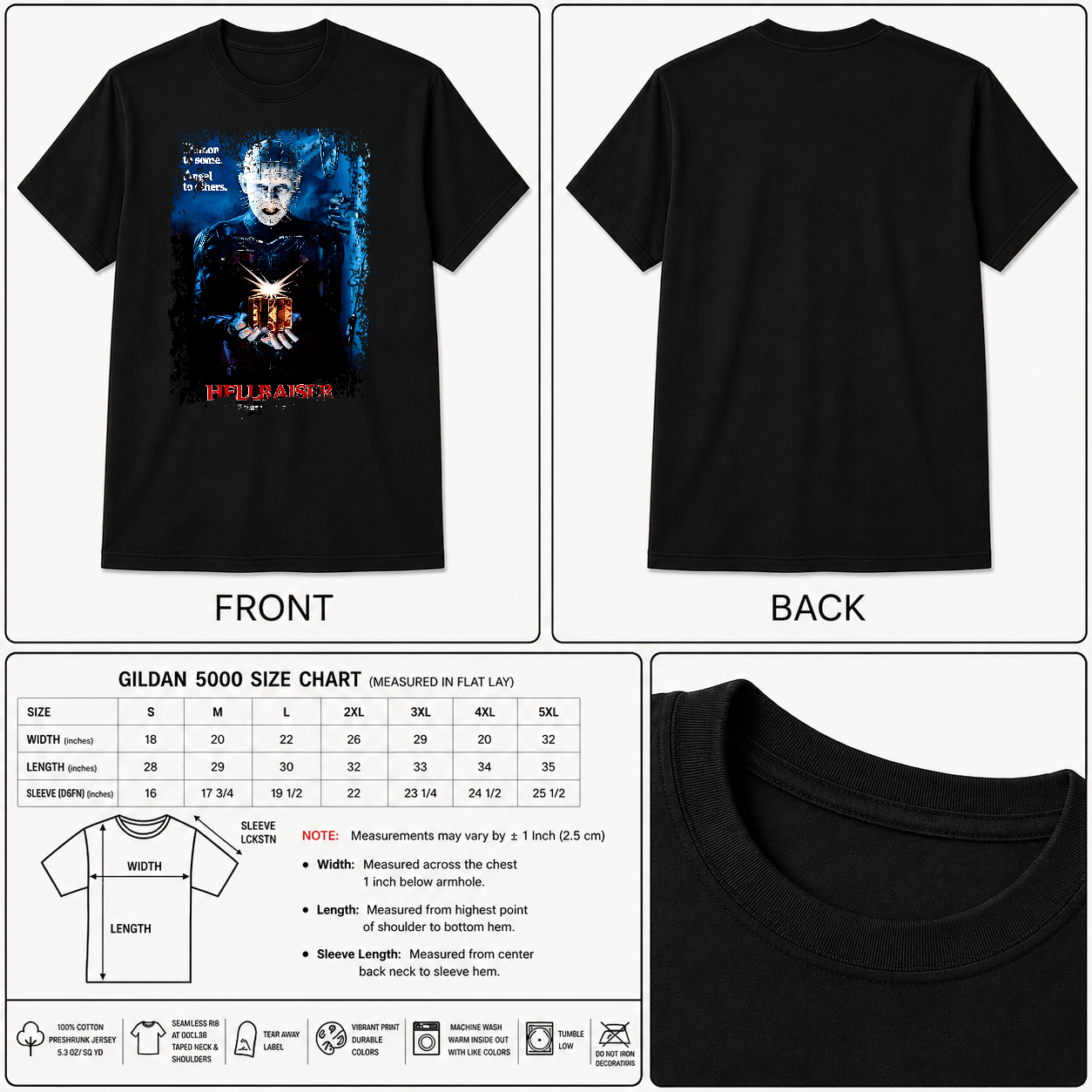 Hellraiser - Movie Poster Inspired Unisex Black T-Shirt - HQ