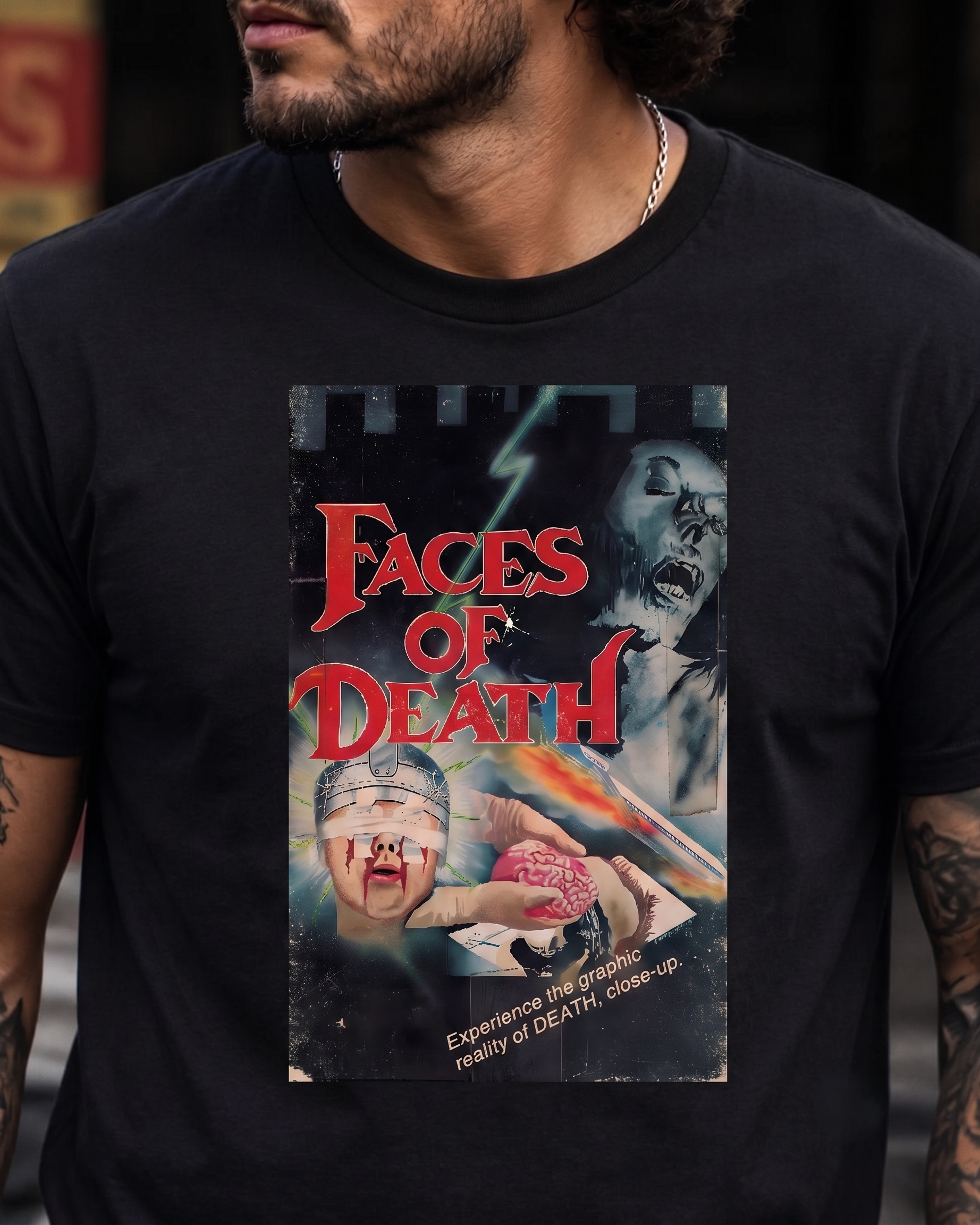 Faces Of Death T Shirt - 70's Horror Cult Classic Retro Tee - New-TH82083