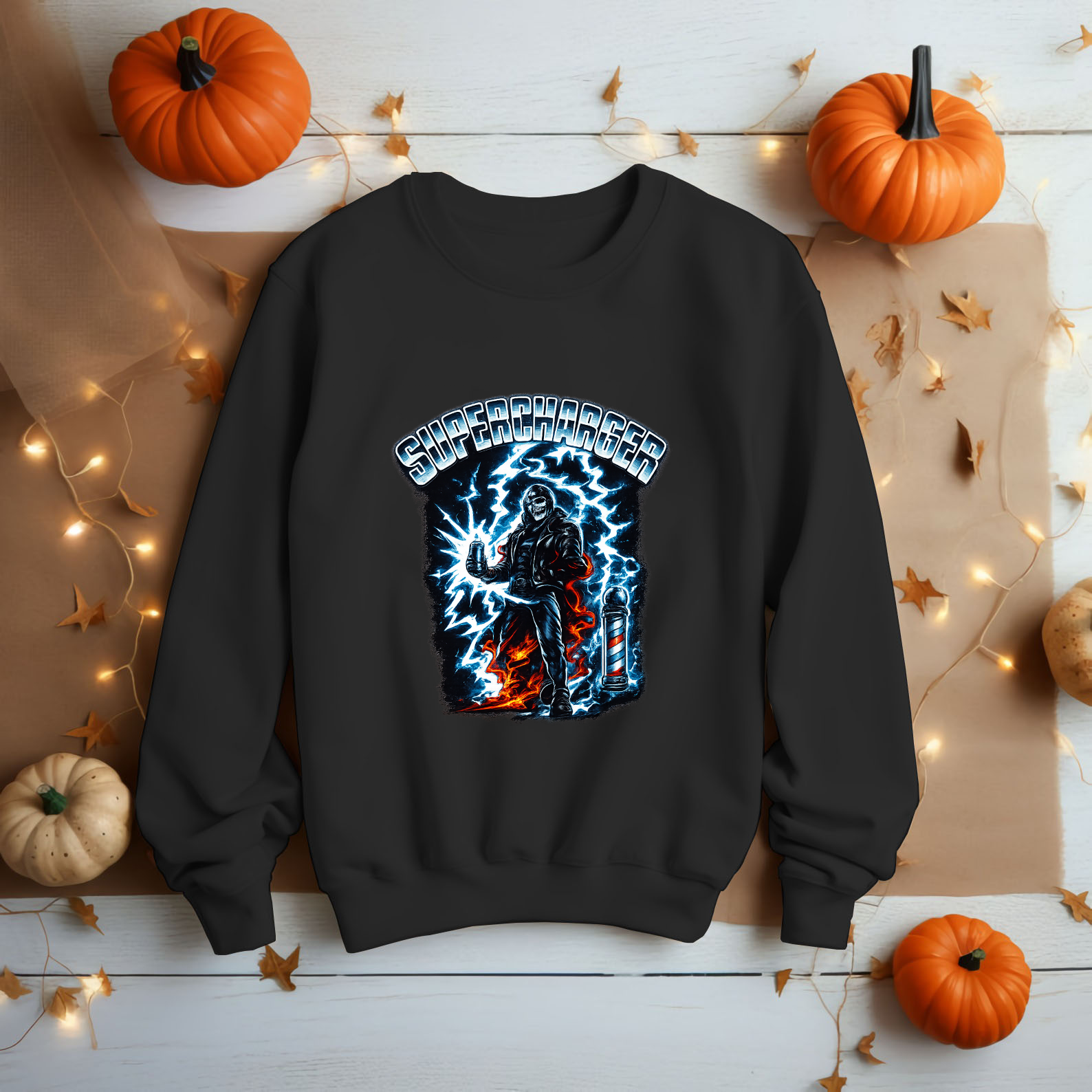 Super Barber Skeleton Hero Hairdresser Lightning Funny Shirt