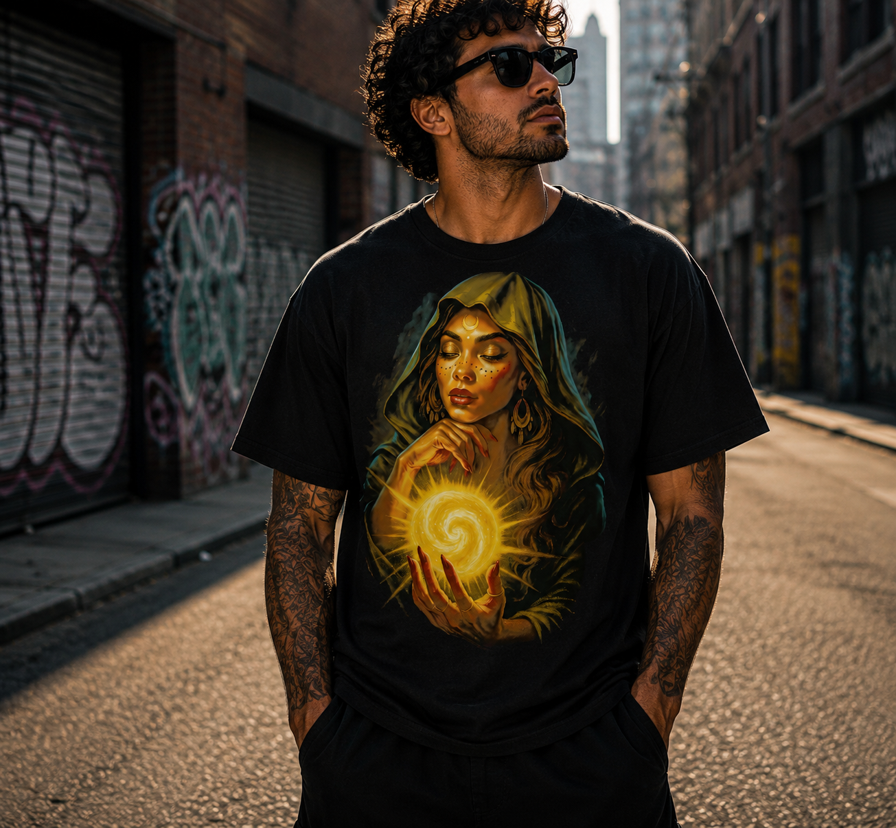 Horror Halloween Spiritual White Witch Printed Unisex Black Shirt