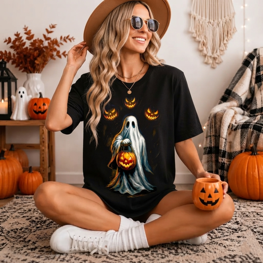 Inspired by Spooky Sheet Ghost Unisex Black Shirt