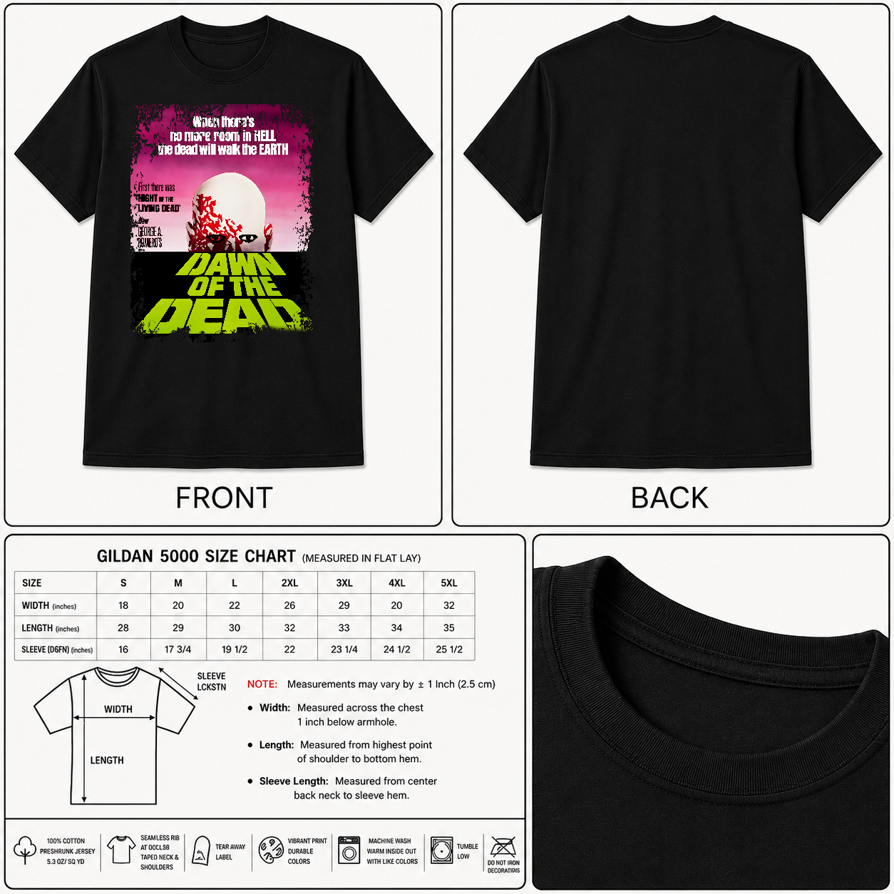 Dawn of the Dead - Movie Poster Inspired Unisex Black T-Shirt - HQ