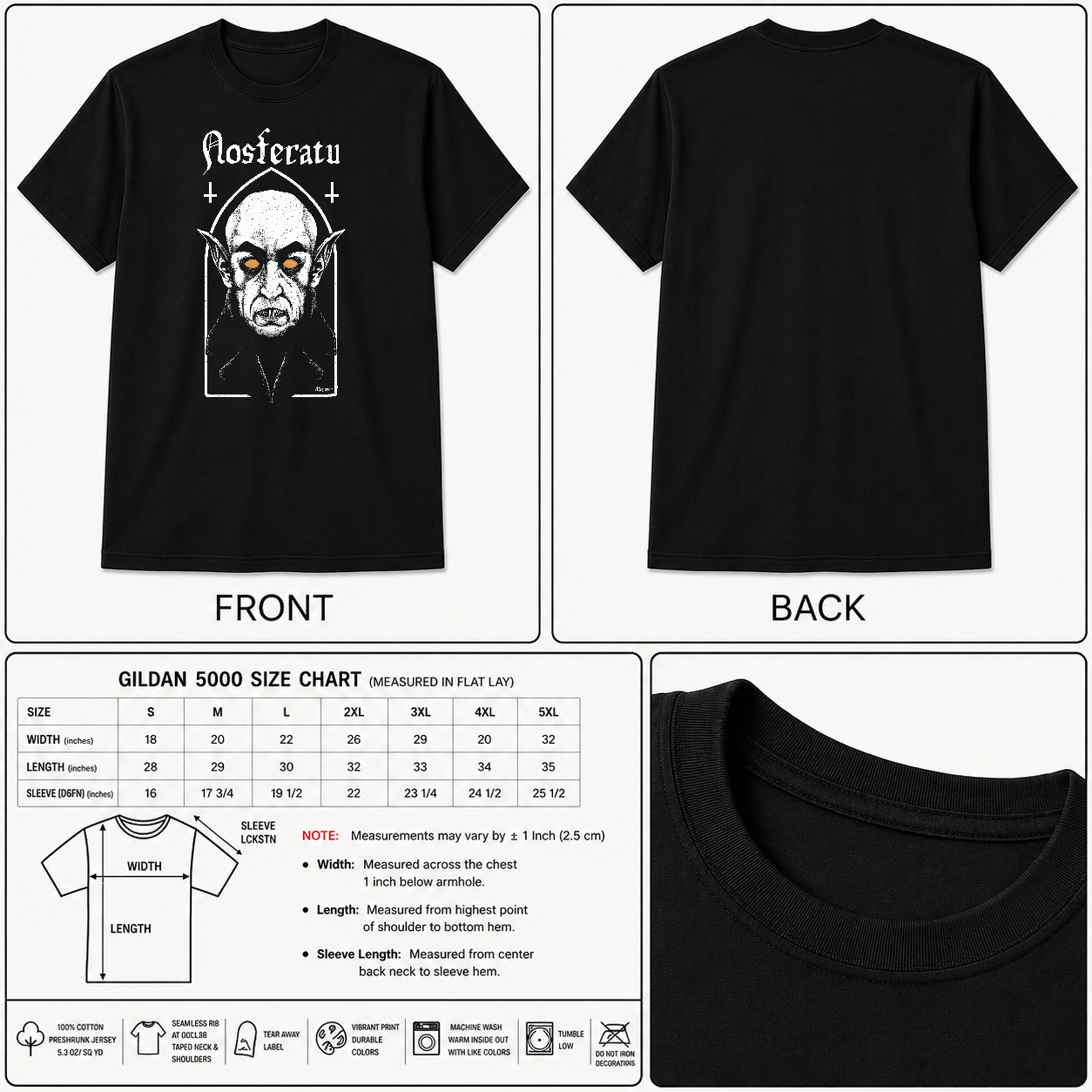 Nosferatu Horror T-Shirt Black S-3XL-TH82022