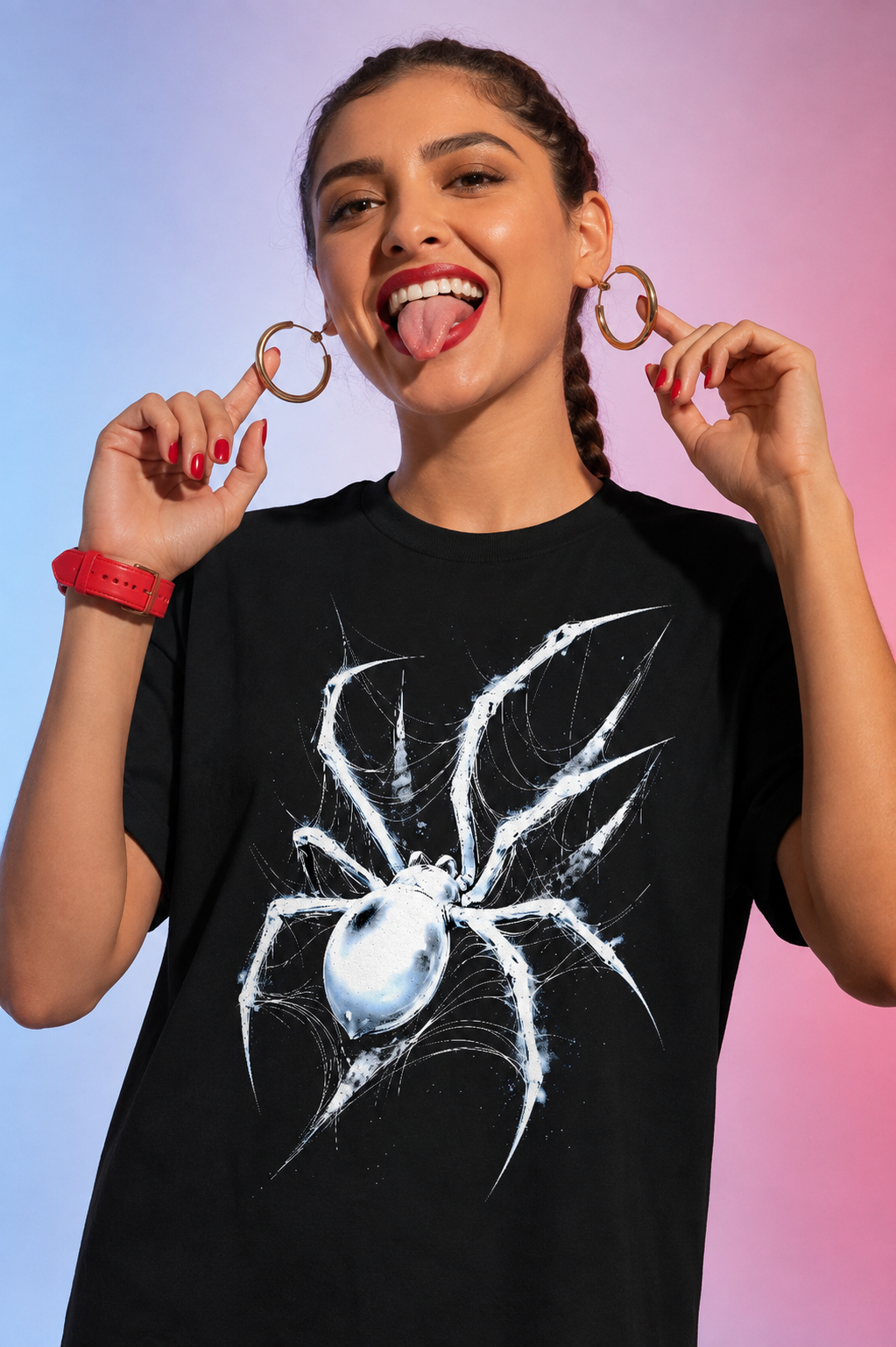 White Spider Web Gothic Arachnid Sketch Art Unisex Black Shirt