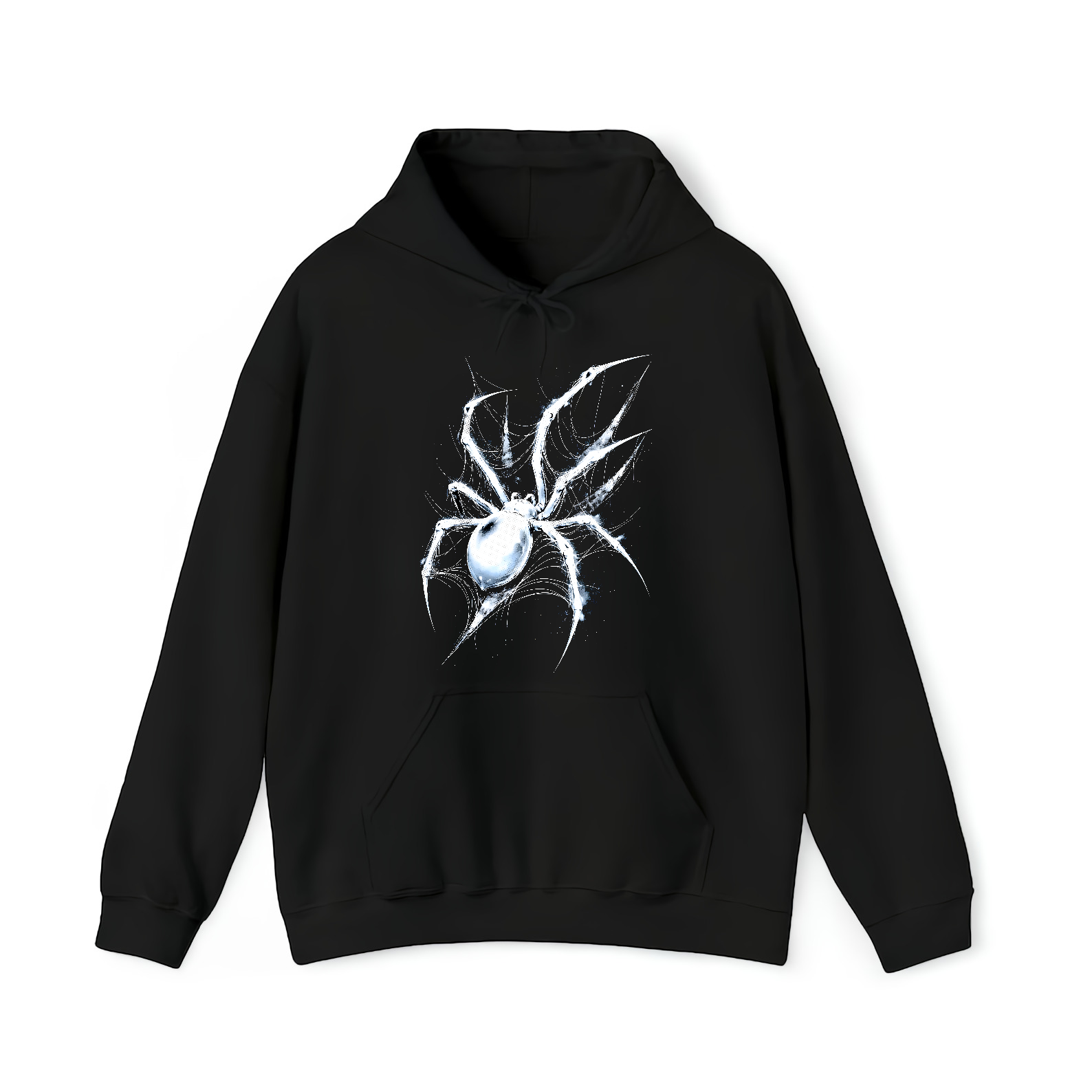 White Spider Web Gothic Arachnid Sketch Art Unisex Black Shirt