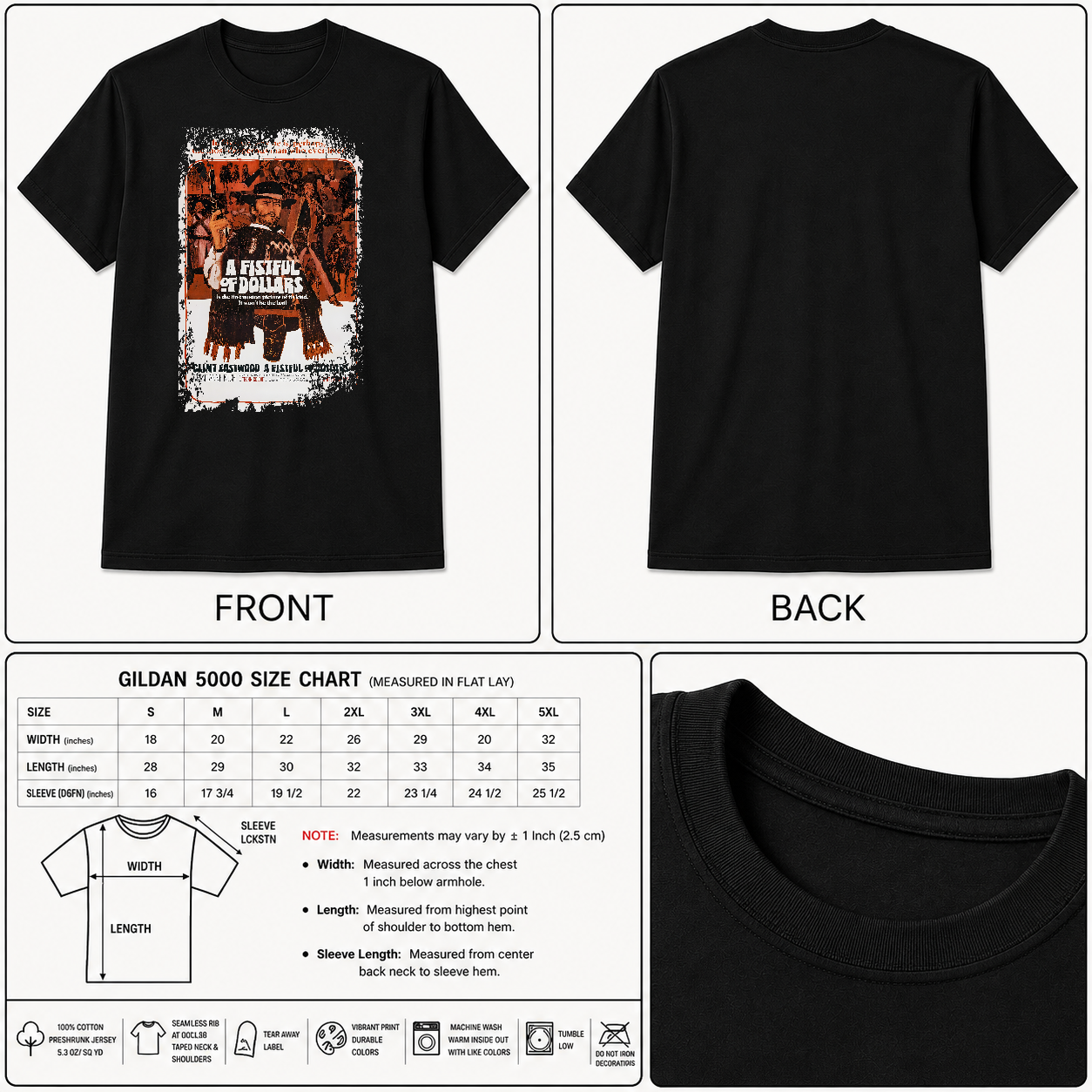 A Fistful of Dollars - Western Movie Poster Inspired Unisex Black Shirt
