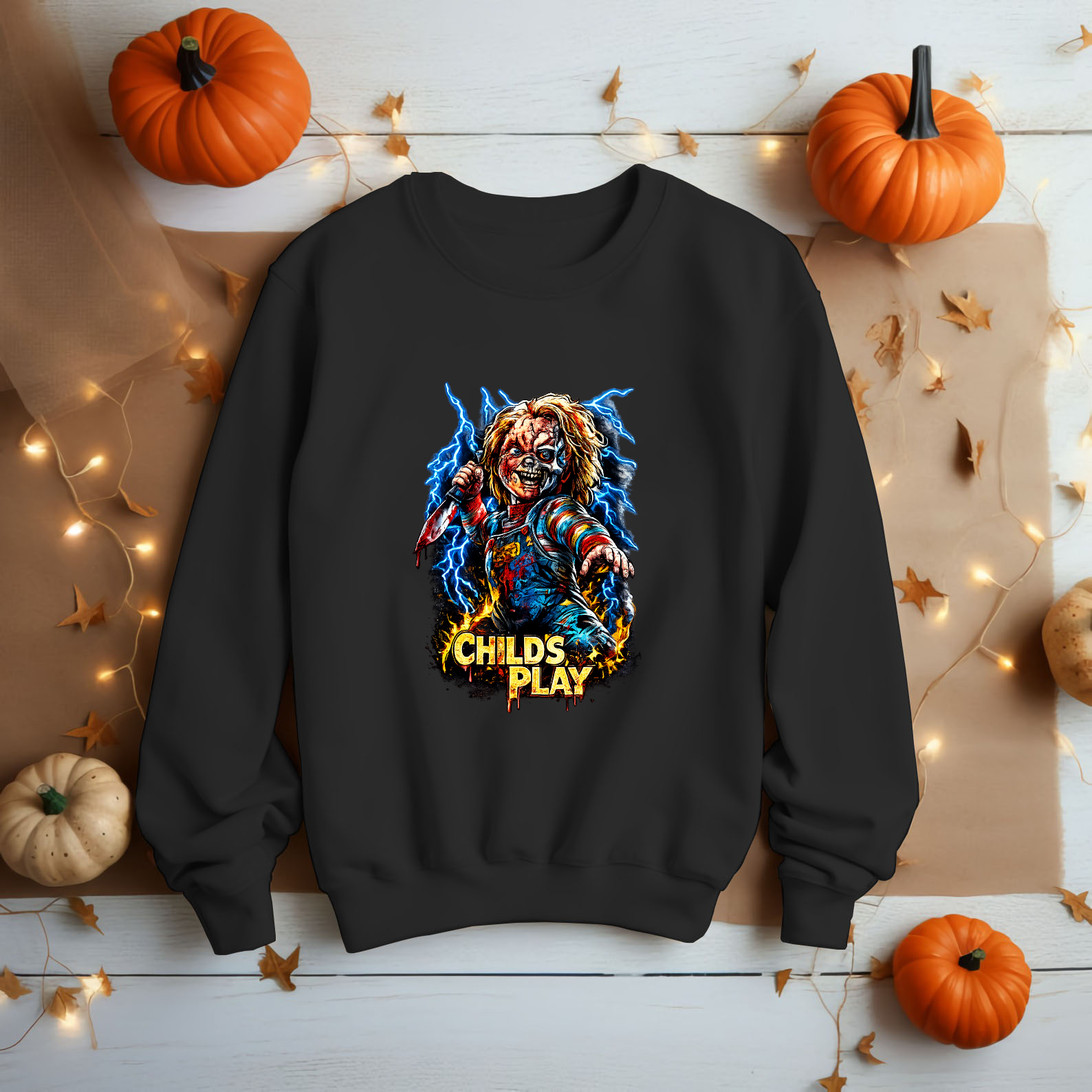 Creepy Possessed Doll Cyborg Skull Horror Halloween Graphic Men's Shirt