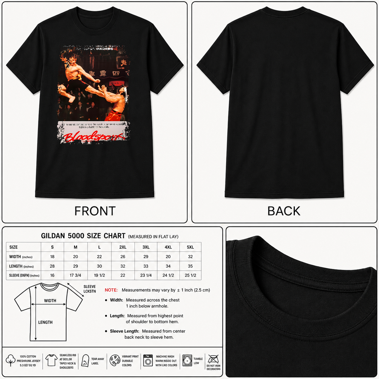 Bloodsport - Movie Poster Inspired Unisex Black T-Shirt - HQ