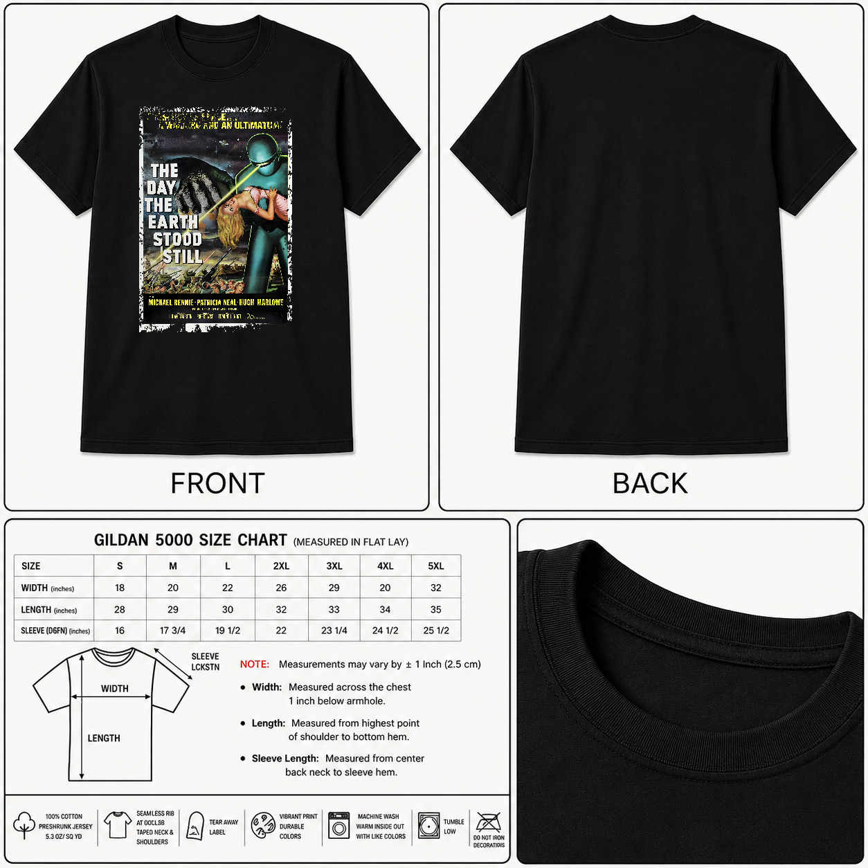 The Day the Earth Stood Still (1951) -Movie Poster inspired Unisex Black Shirt
