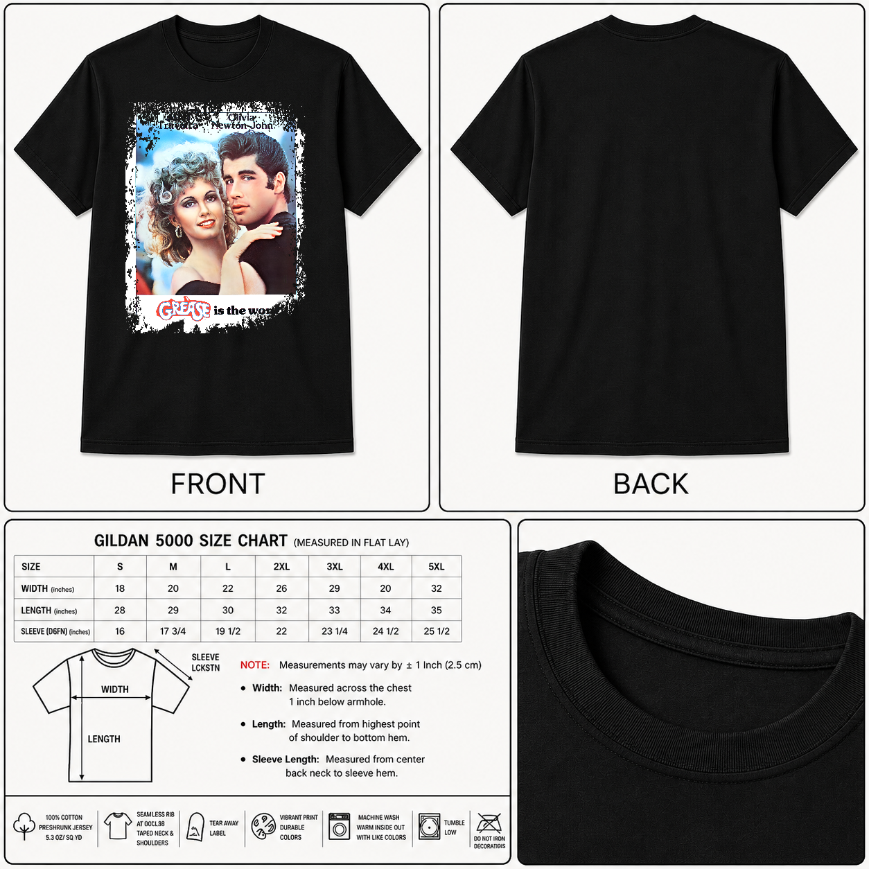 Grease - Movie Poster Inspired Unisex Black Shirt