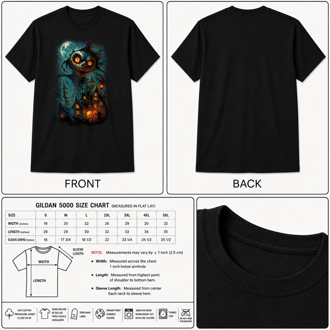 Haunted Mansion Demon Skull Monster Dark Horror Art Unisex Black Shirt