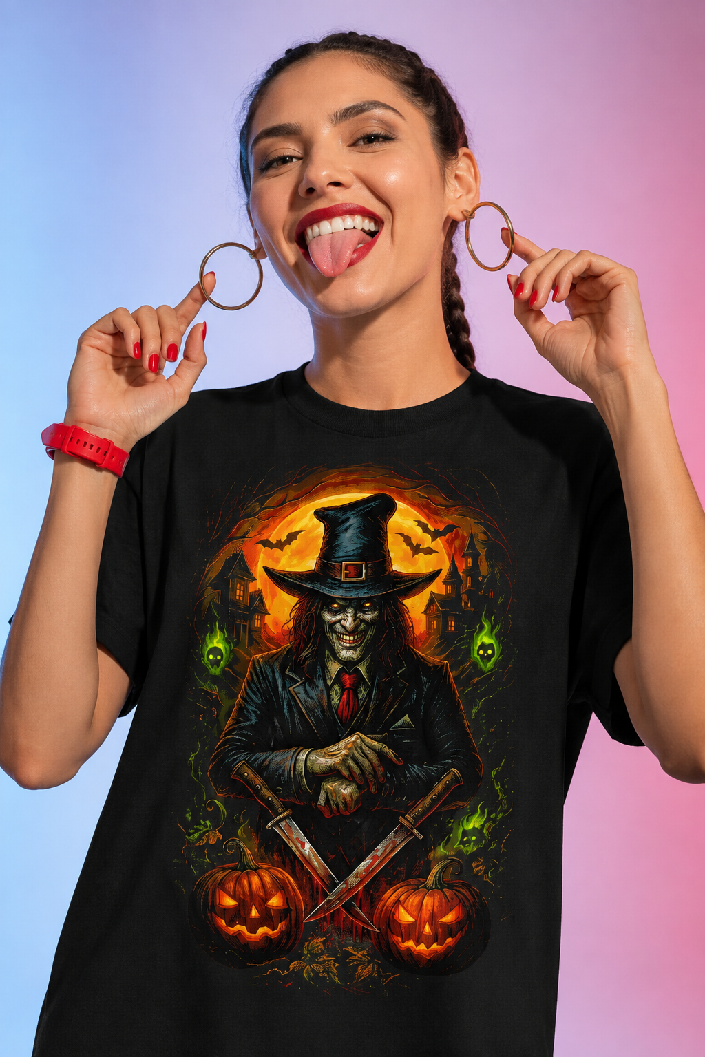 Witch Warlock Halloween Dark Horror Art Unisex Black Shirt
